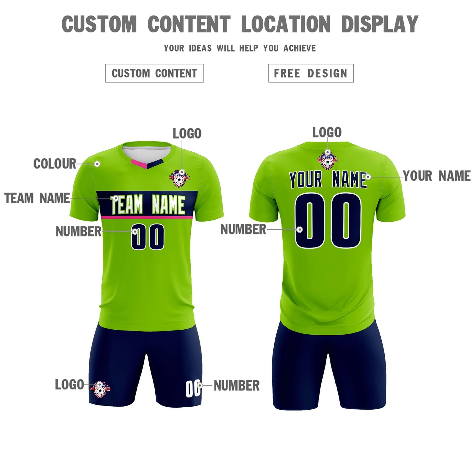 Custom Neon Green Classic Sports Sets Soccer Shirt Jersey