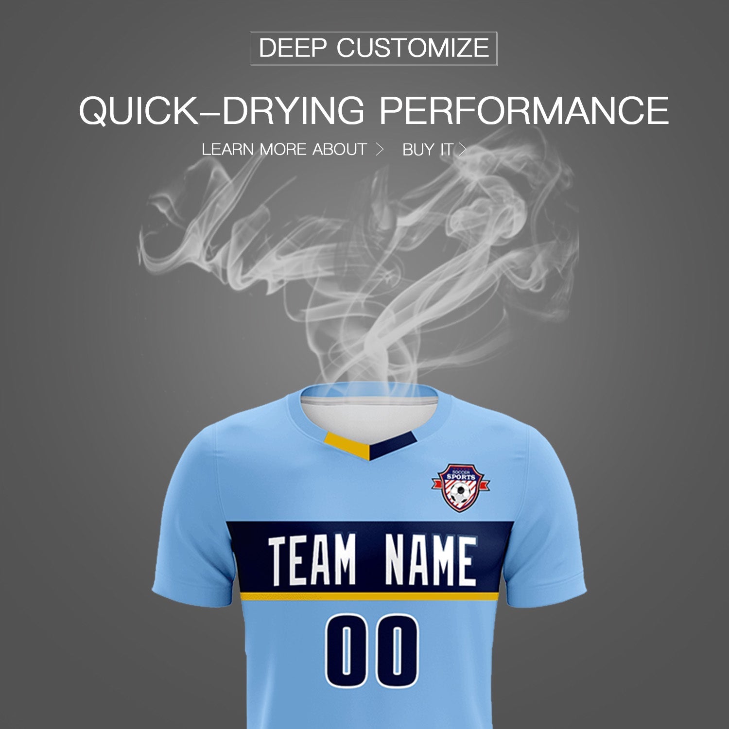 Custom Light Blue Classic Sports Sets Soccer Shirt Jersey