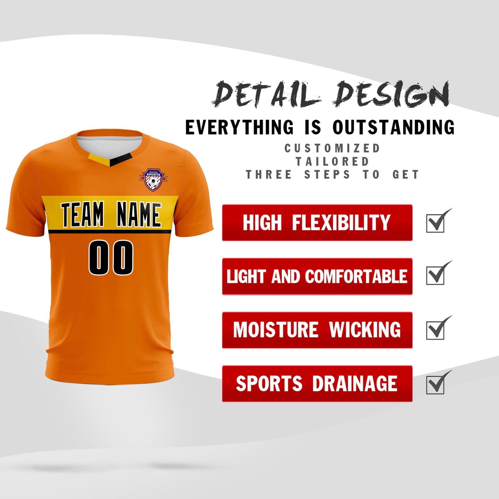 Custom Orange Classic Sports Sets Soccer Shirt Jersey