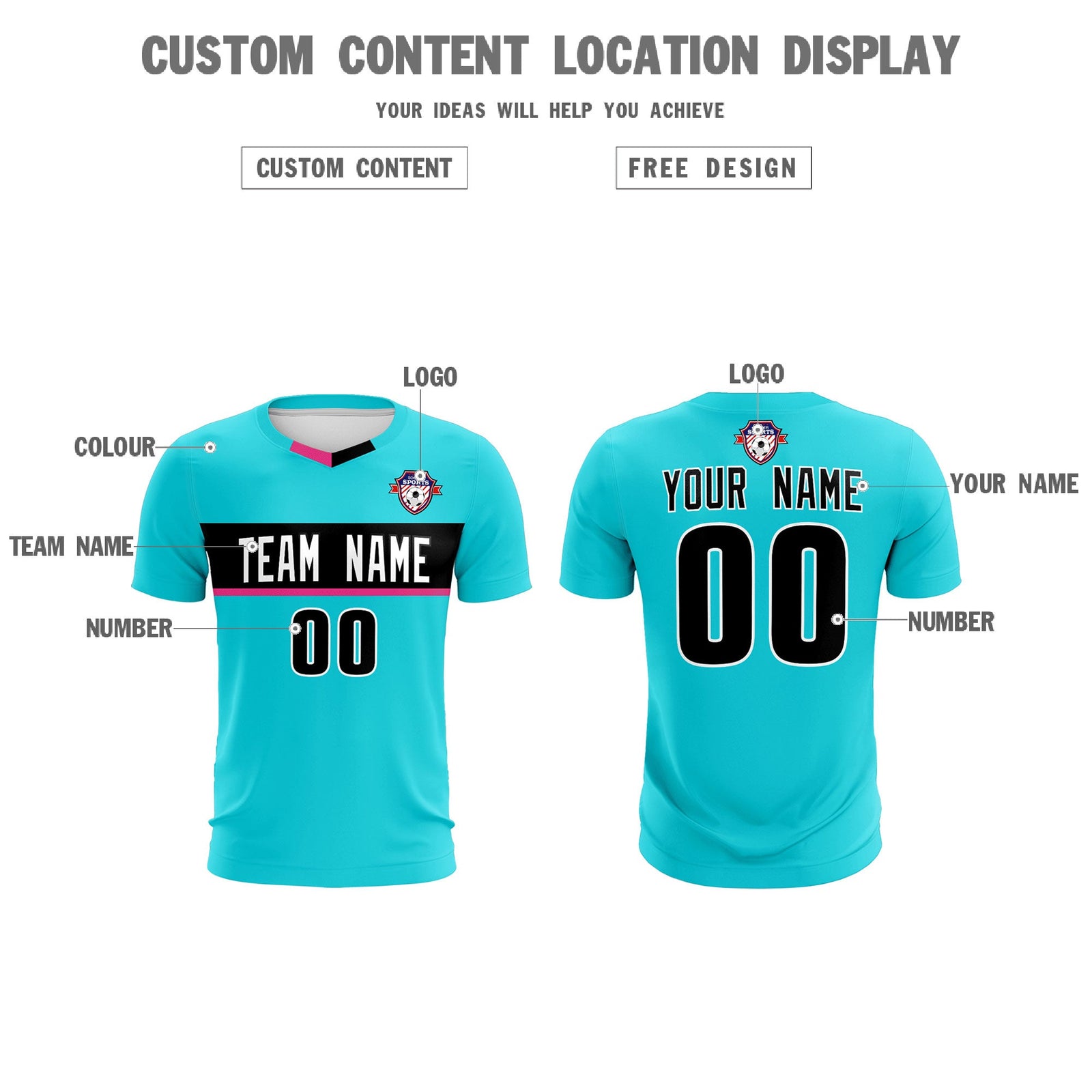 Custom Sky Blue Classic Sports Sets Soccer Shirt Jersey