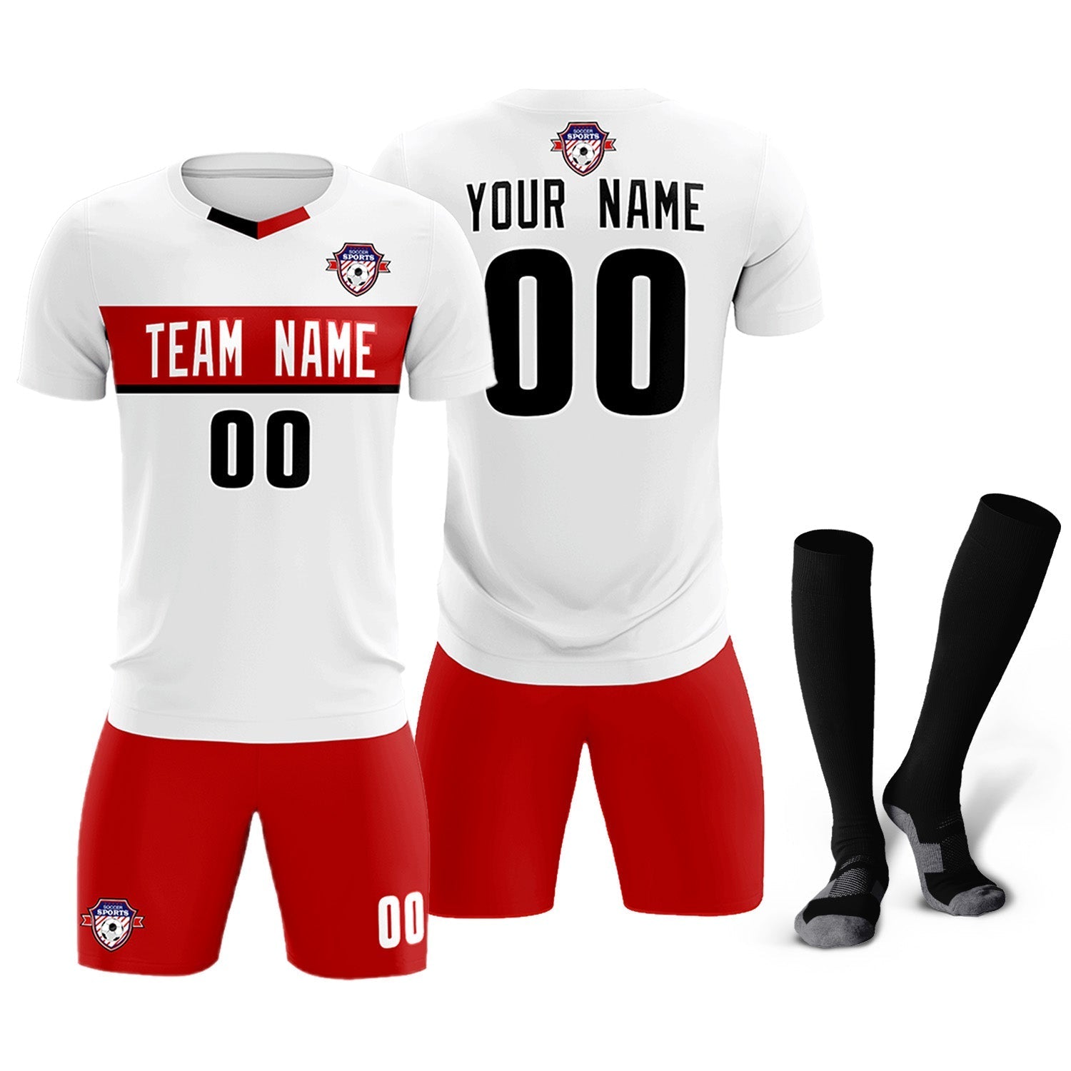Custom White Classic Sports Sets Soccer Shirt Jersey