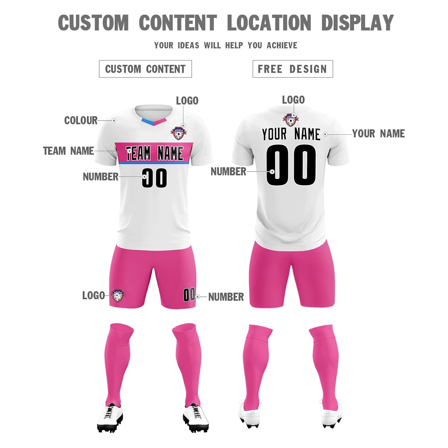 Custom White Classic Sports Sets Soccer Shirt Jersey