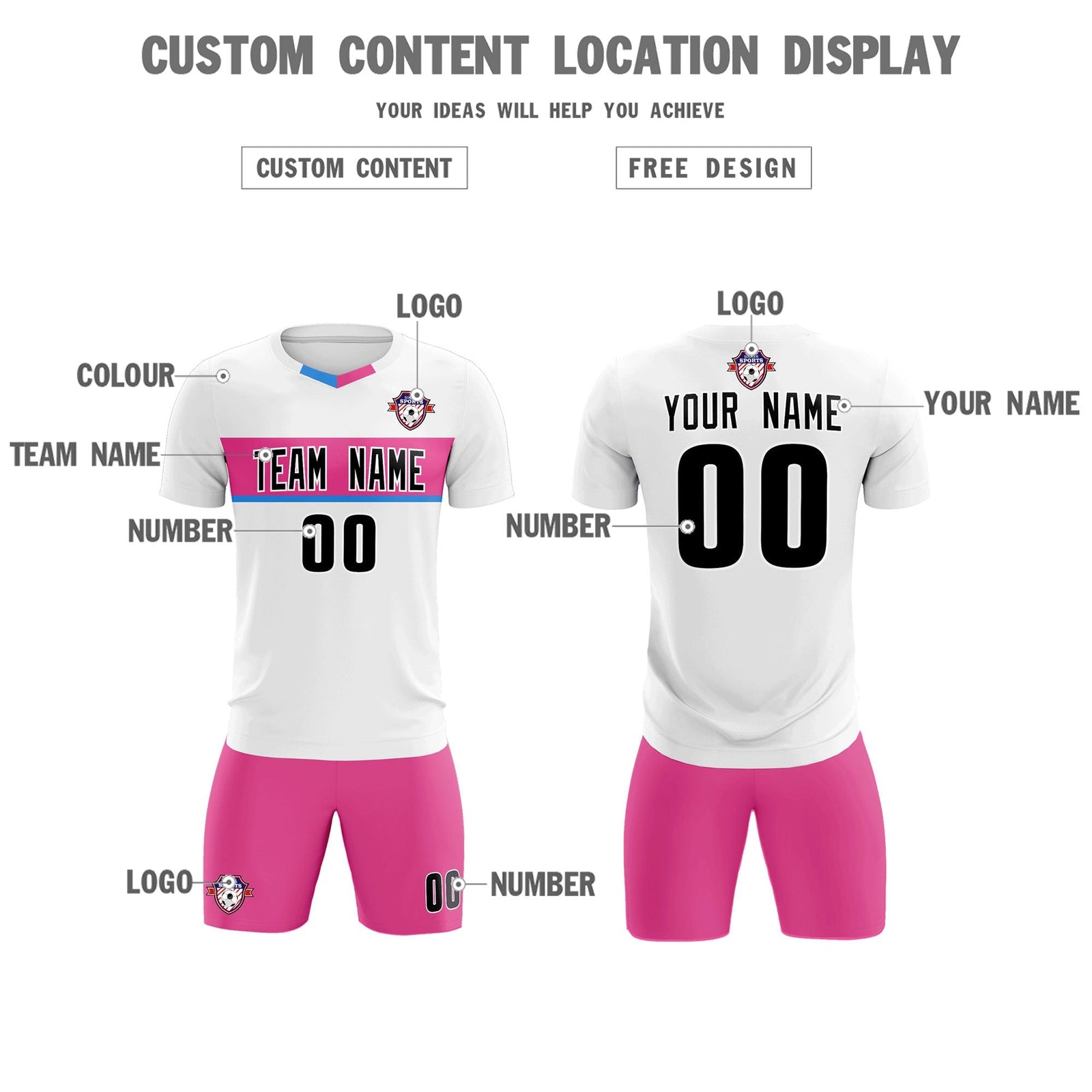 Custom White Classic Sports Sets Soccer Shirt Jersey