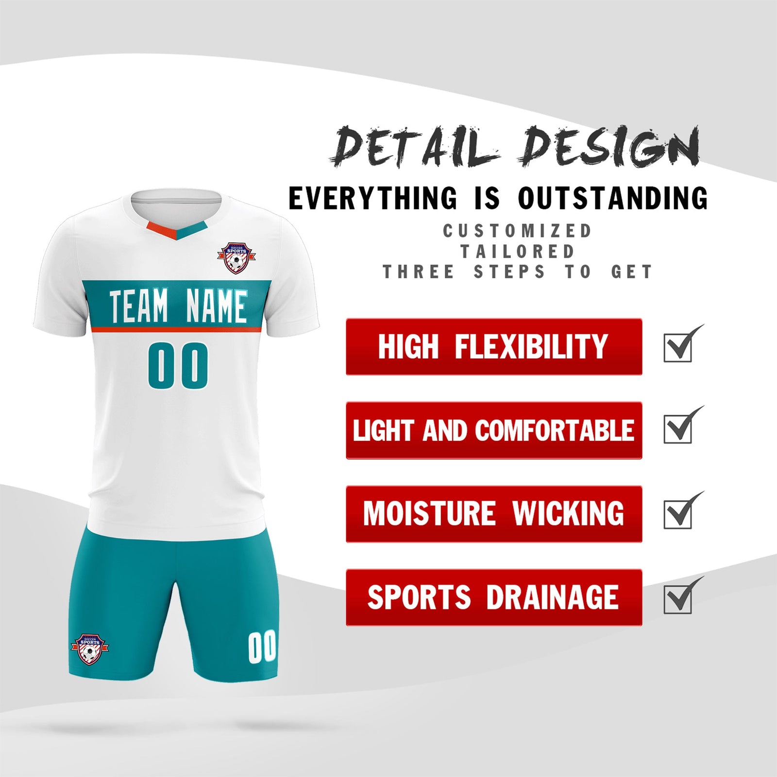 Custom White Classic Sports Sets Soccer Shirt Jersey