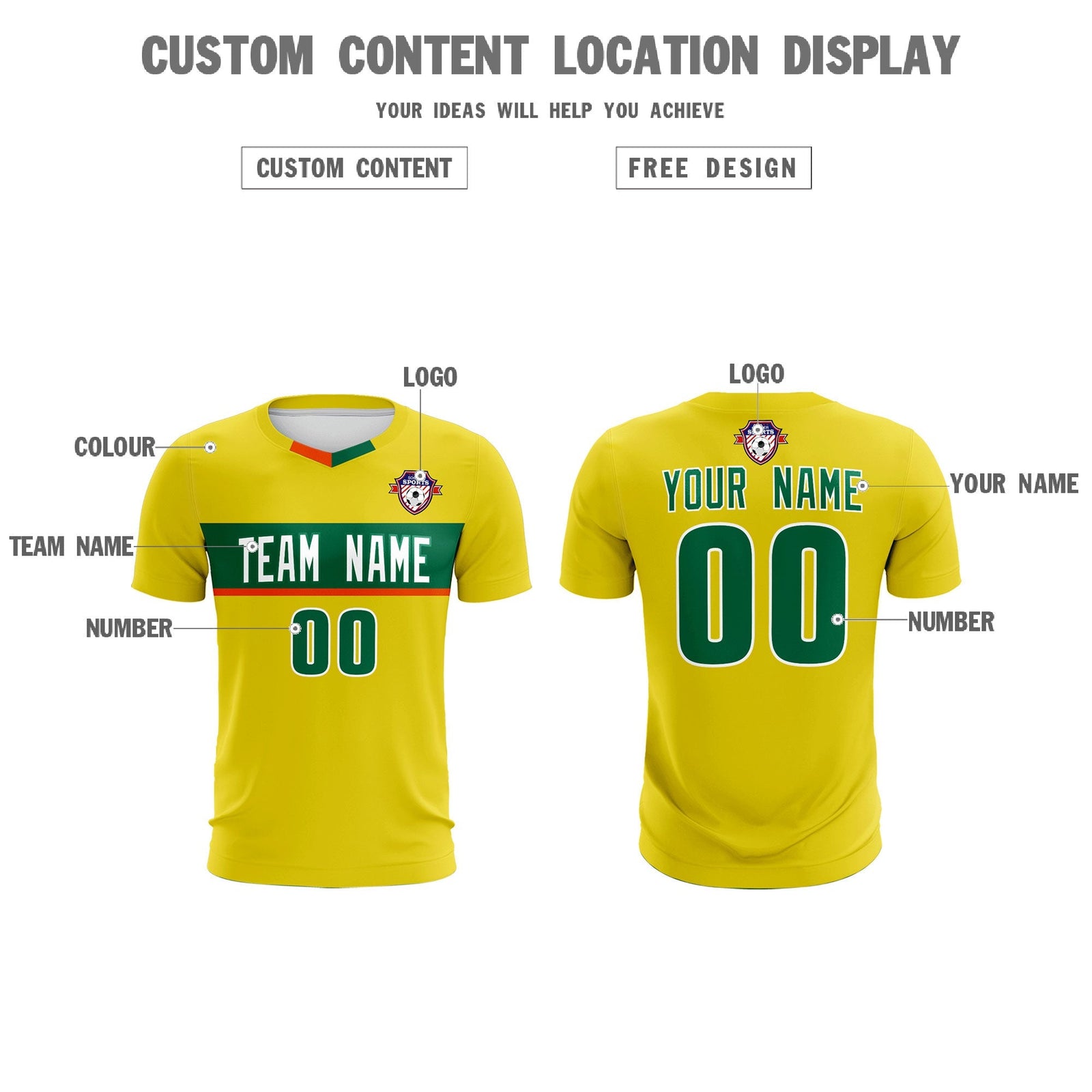 Custom Gold Classic Sports Sets Soccer Shirt Jersey