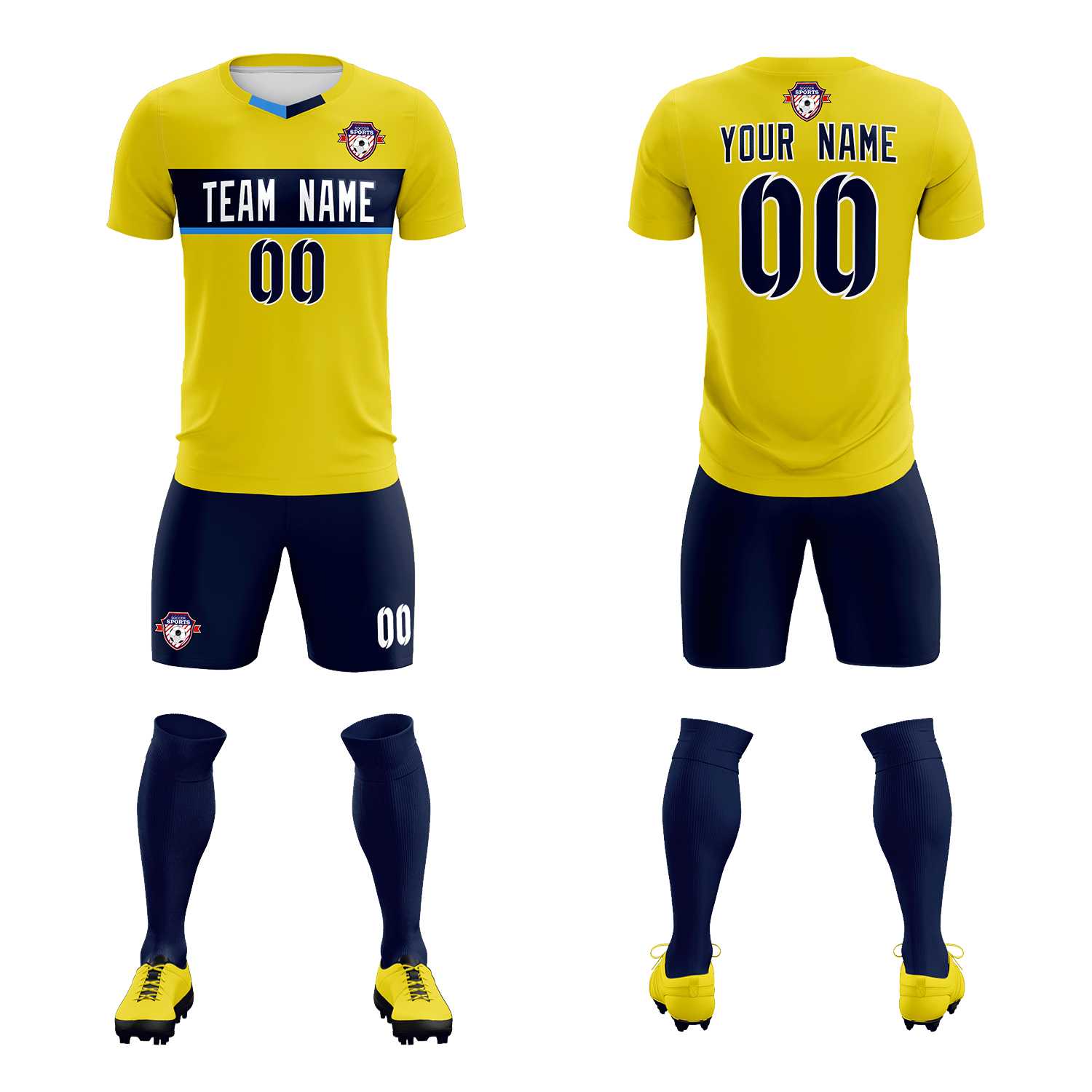 Custom Gold Classic Sports Sets Soccer Shirt Jersey
