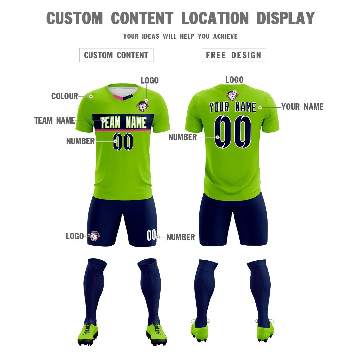 Custom Neon Green Classic Sports Sets Soccer Shirt Jersey