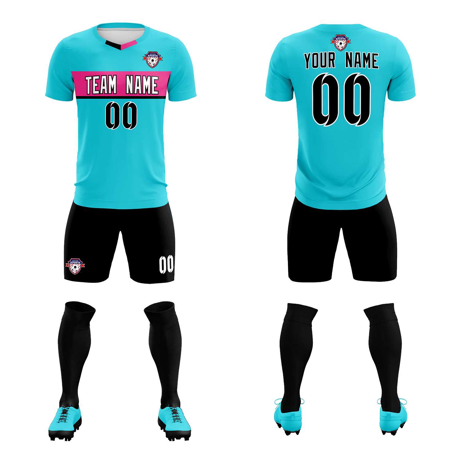 Custom Sky Blue Classic Sports Sets Soccer Shirt Jersey
