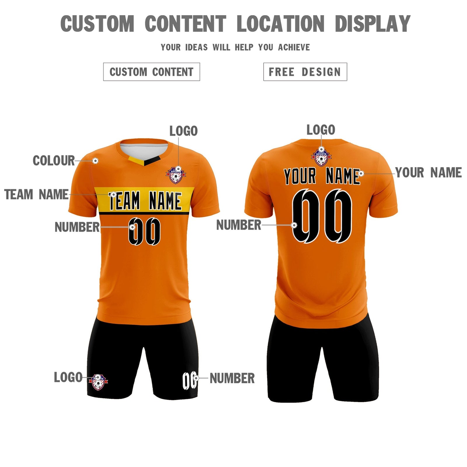 Custom Orange Classic Sports Sets Soccer Shirt Jersey