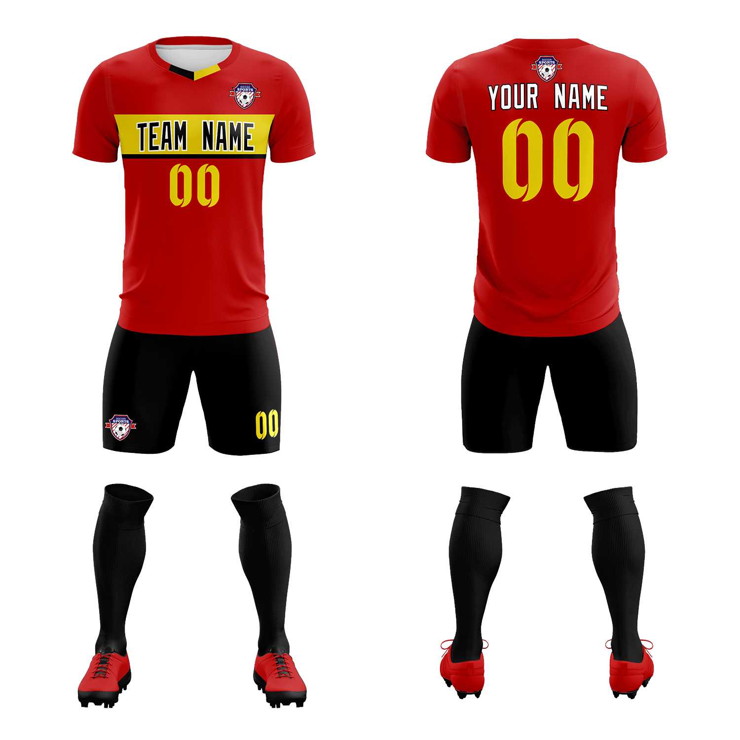 Custom Red Classic Sports Sets Soccer Shirt Jersey