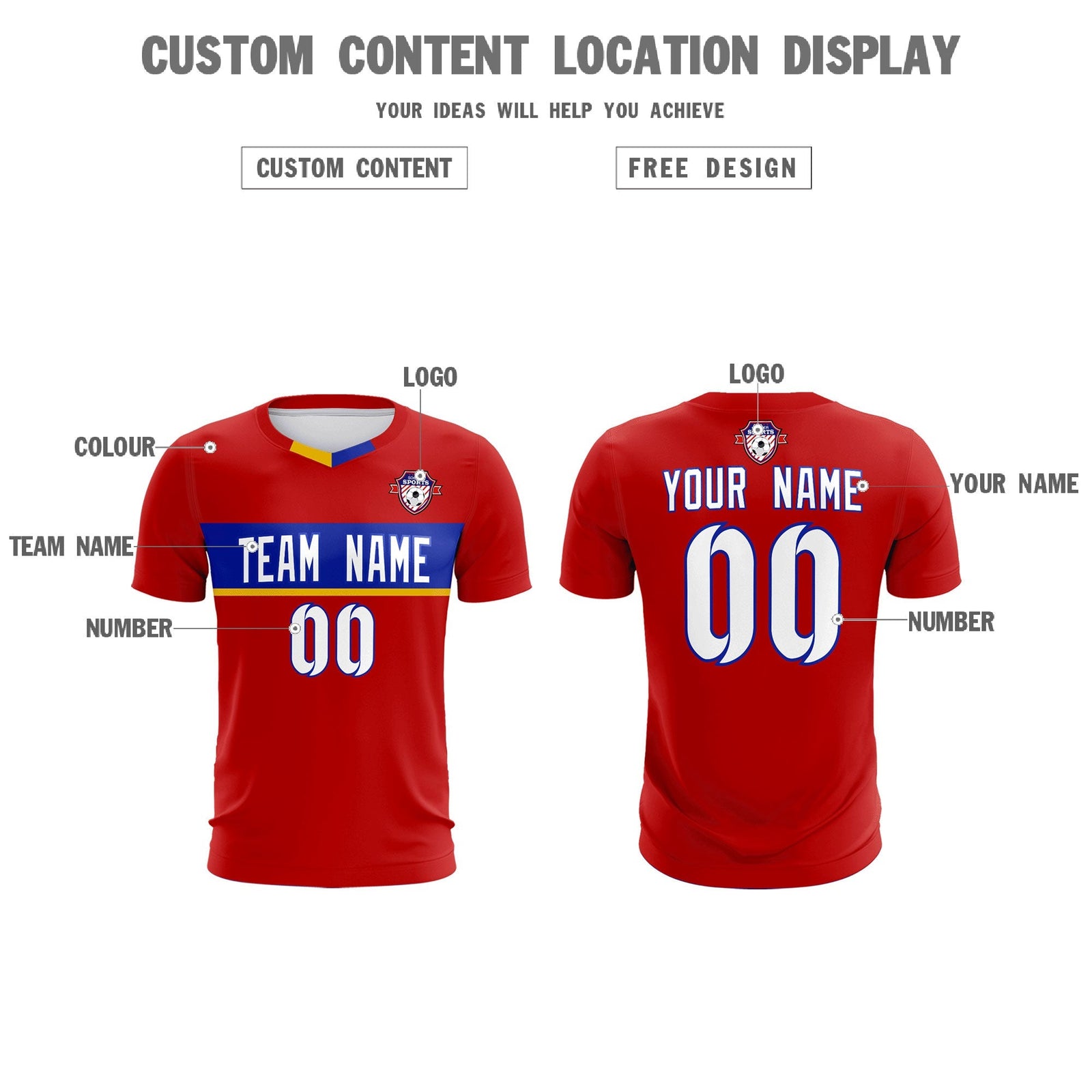 Custom Red Classic Sports Sets Soccer Shirt Jersey