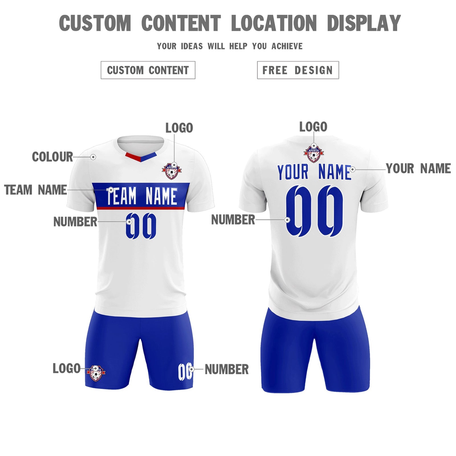 Custom White Classic Sports Sets Soccer Shirt Jersey