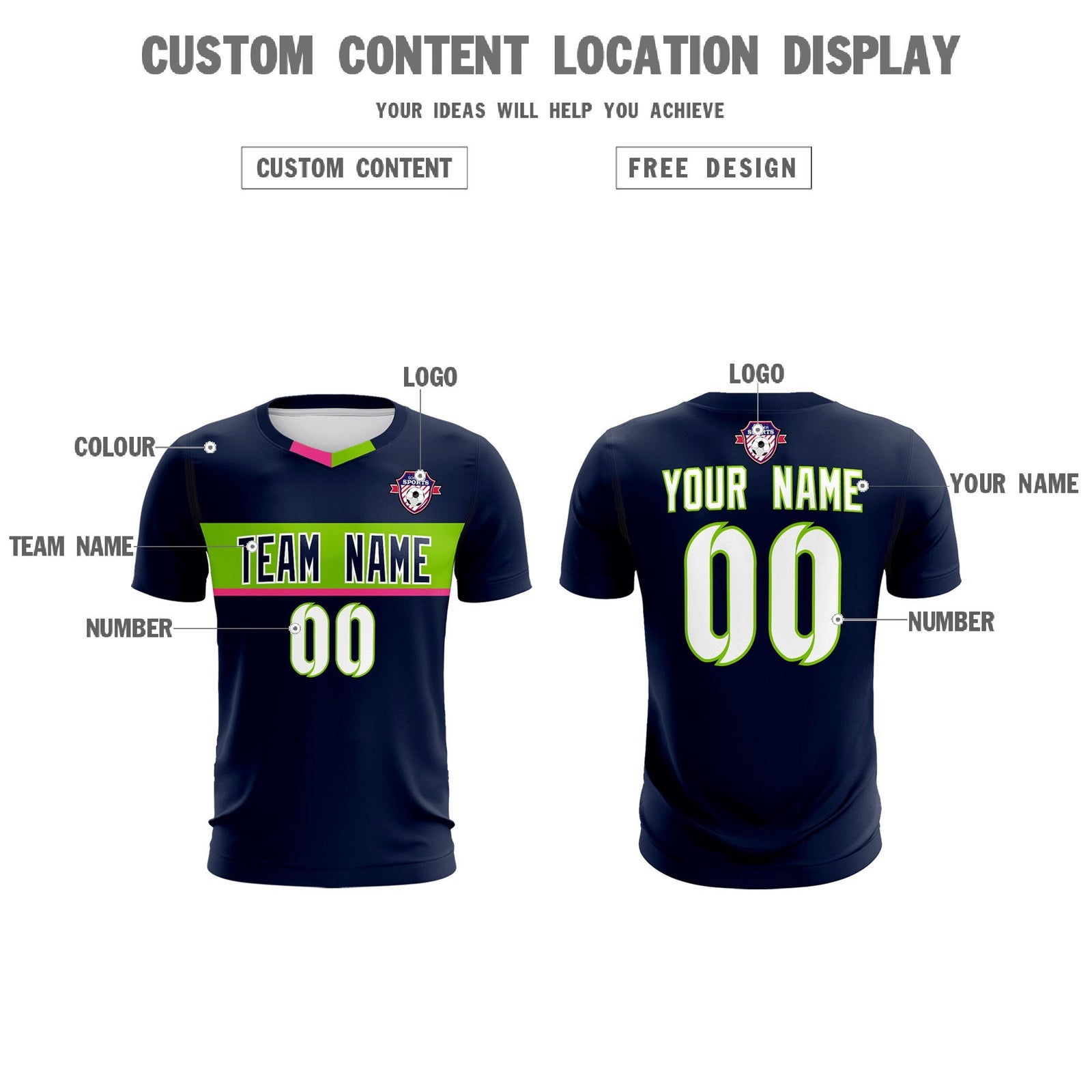 Custom Navy Classic Sports Sets Soccer Shirt Jersey