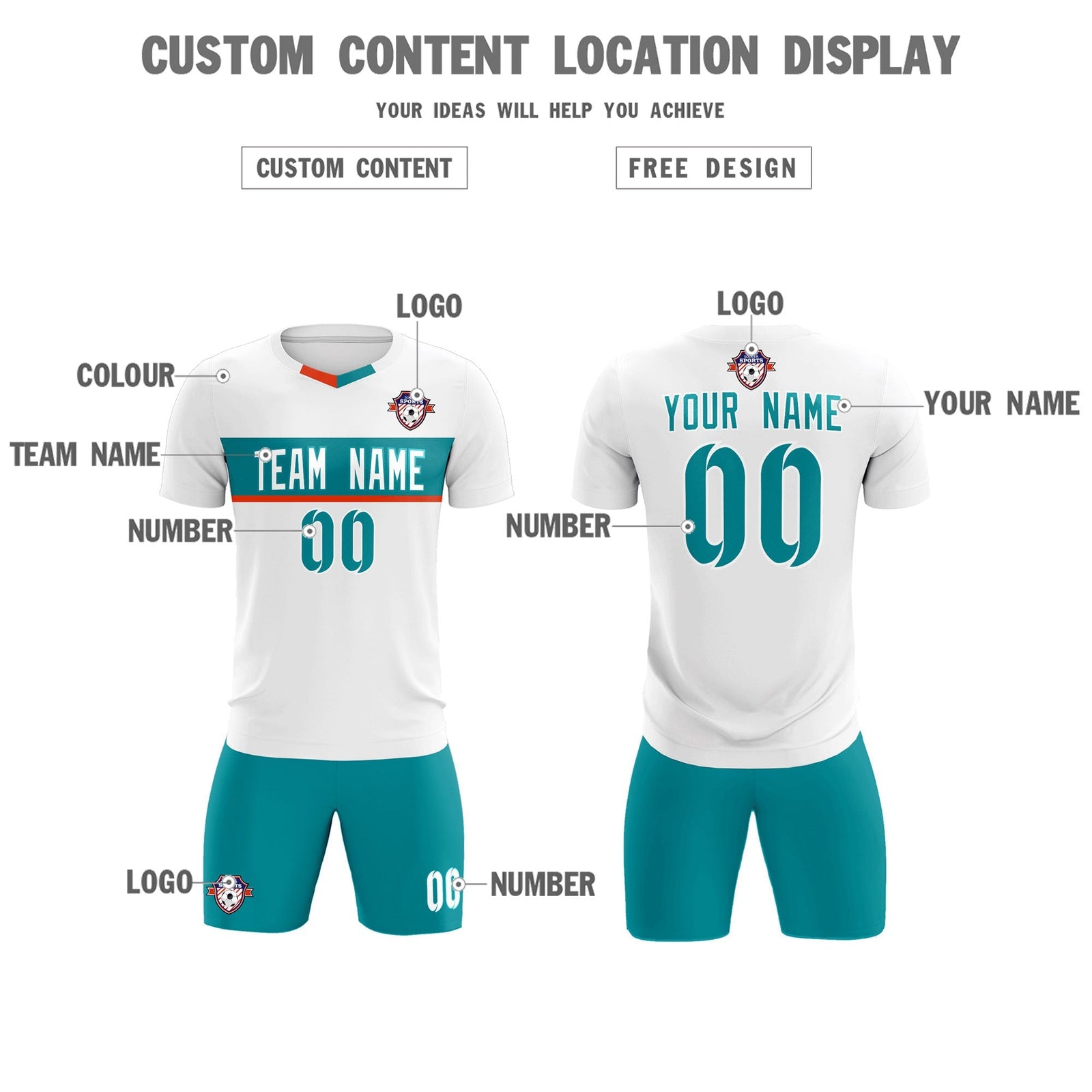 Custom White Classic Sports Sets Soccer Shirt Jersey
