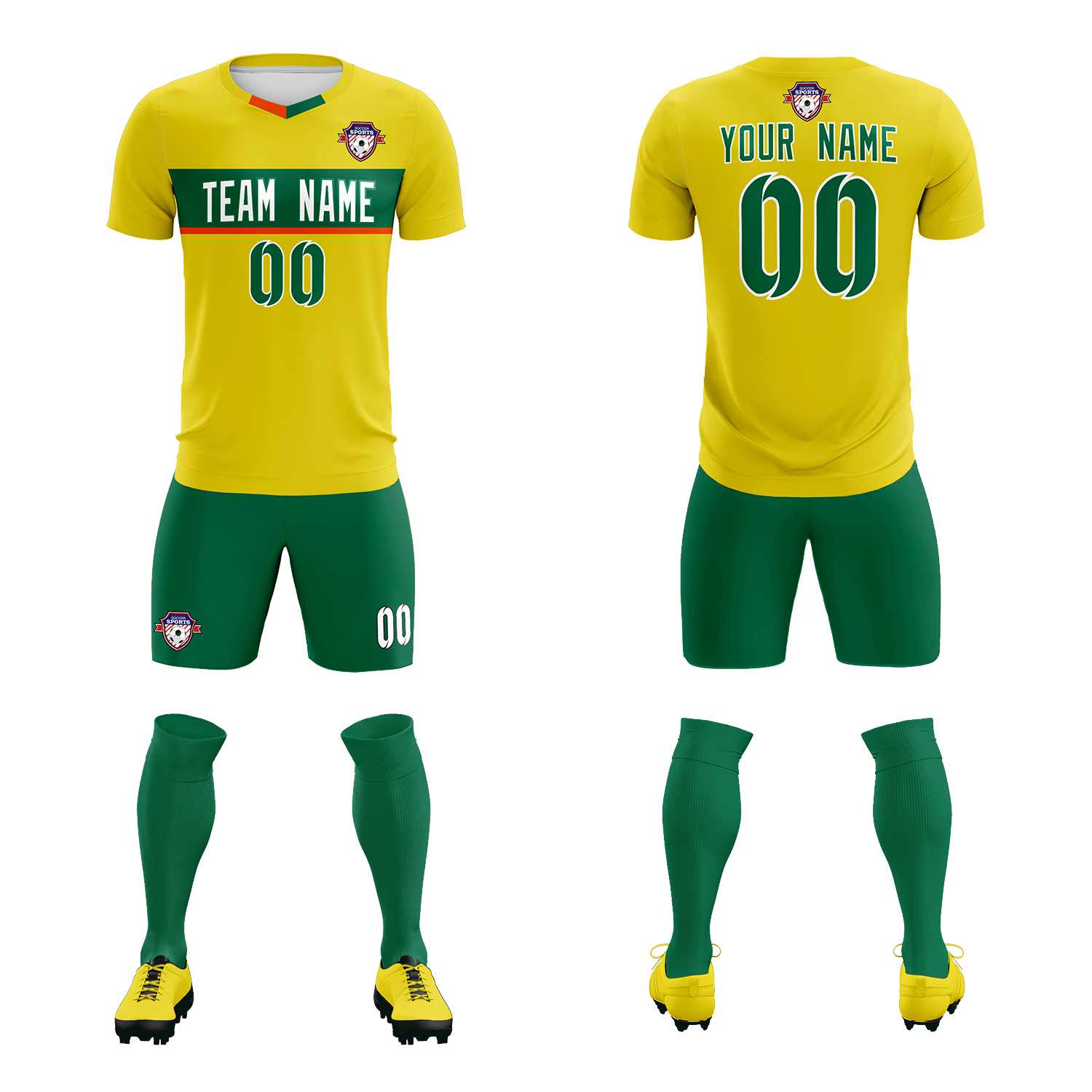 Custom Gold Classic Sports Sets Soccer Shirt Jersey