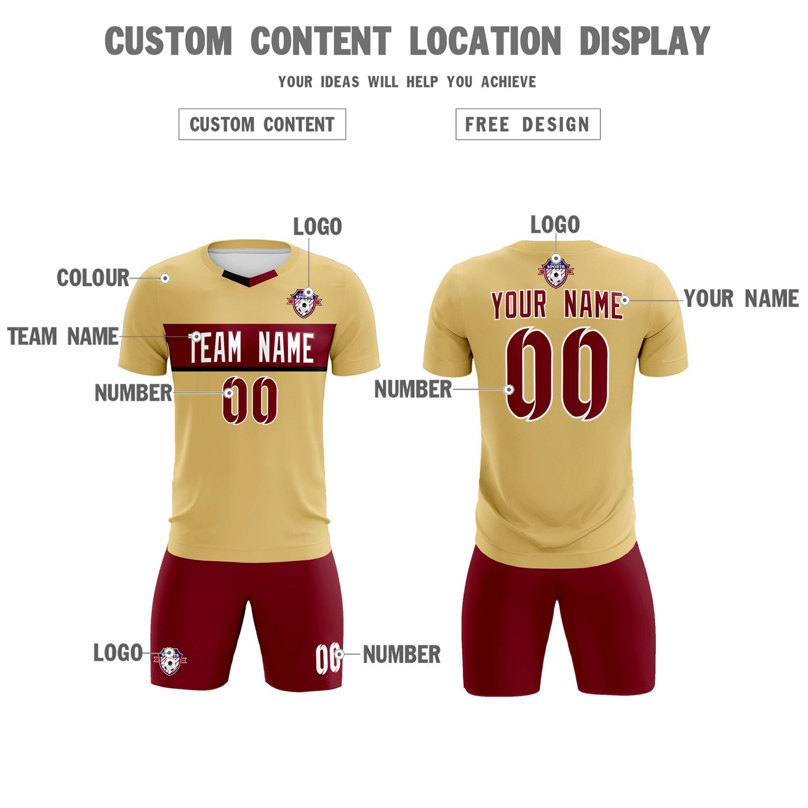 Custom Khaki Classic Sports Sets Soccer Shirt Jersey