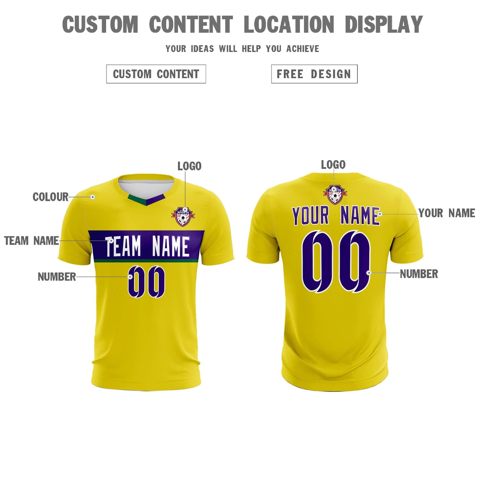 Custom Gold Classic Sports Sets Soccer Shirt Jersey