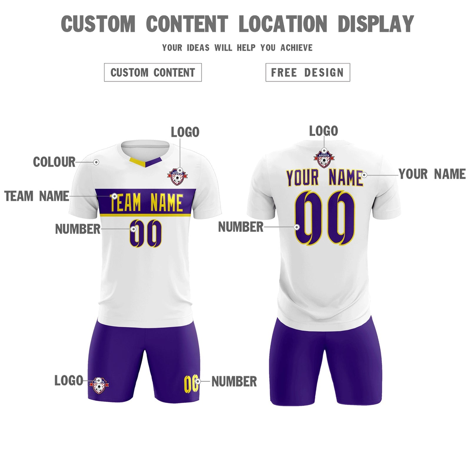 Custom White Classic Sports Sets Soccer Shirt Jersey