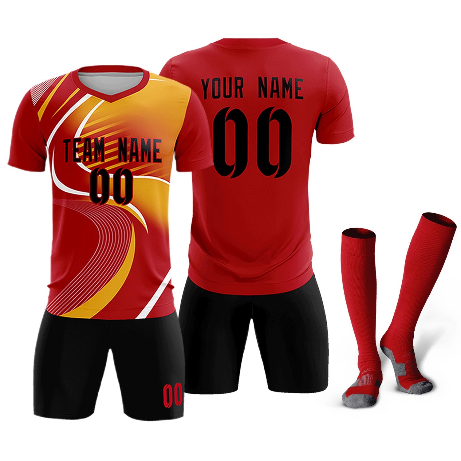 Custom Red Printing Sportswear Soccer Sets Jersey