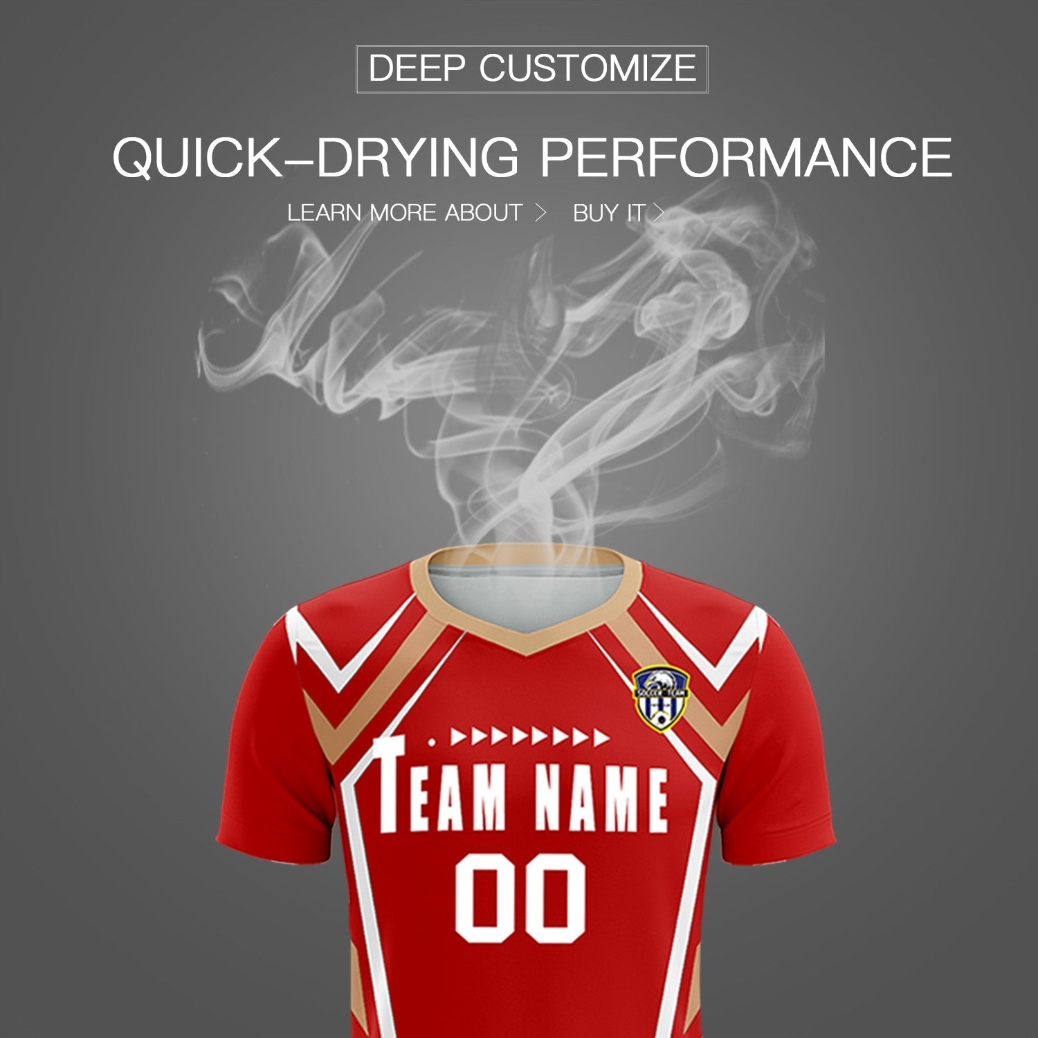 Custom Red Abstract Breathable Soccer Tops/Sets Jersey