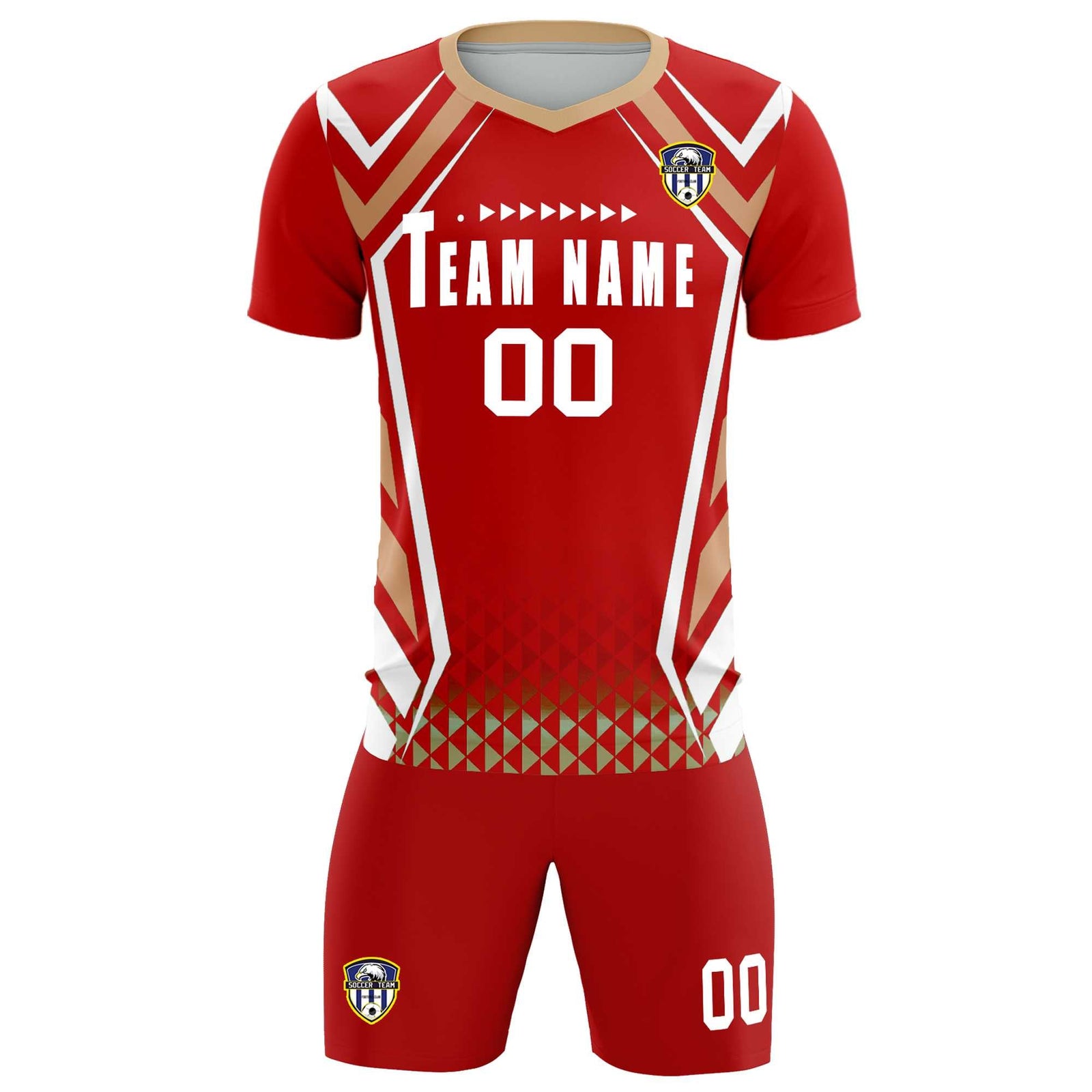 Custom Red Abstract Breathable Soccer Tops/Sets Jersey