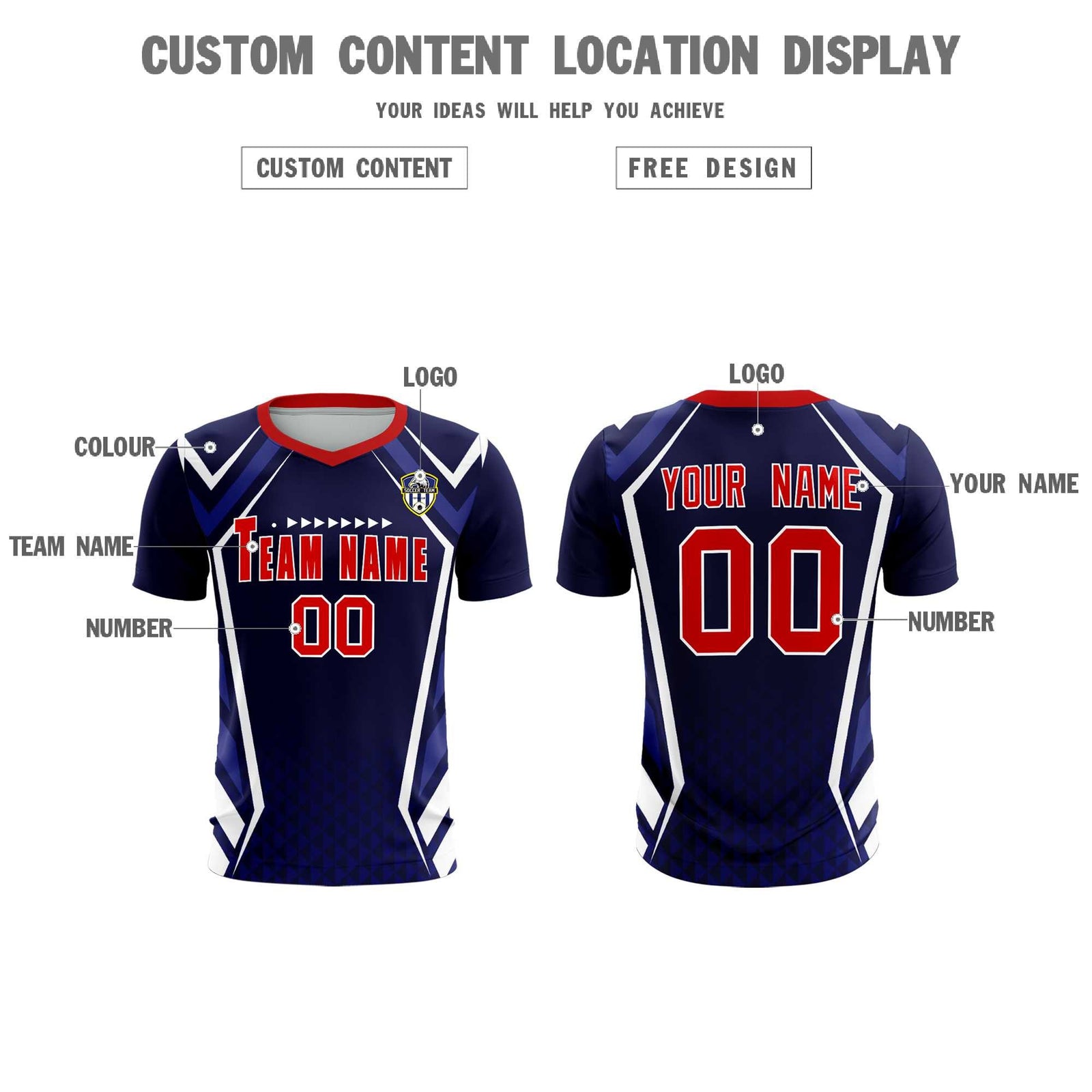 Custom Navy Abstract Breathable Soccer Tops/Sets Jersey