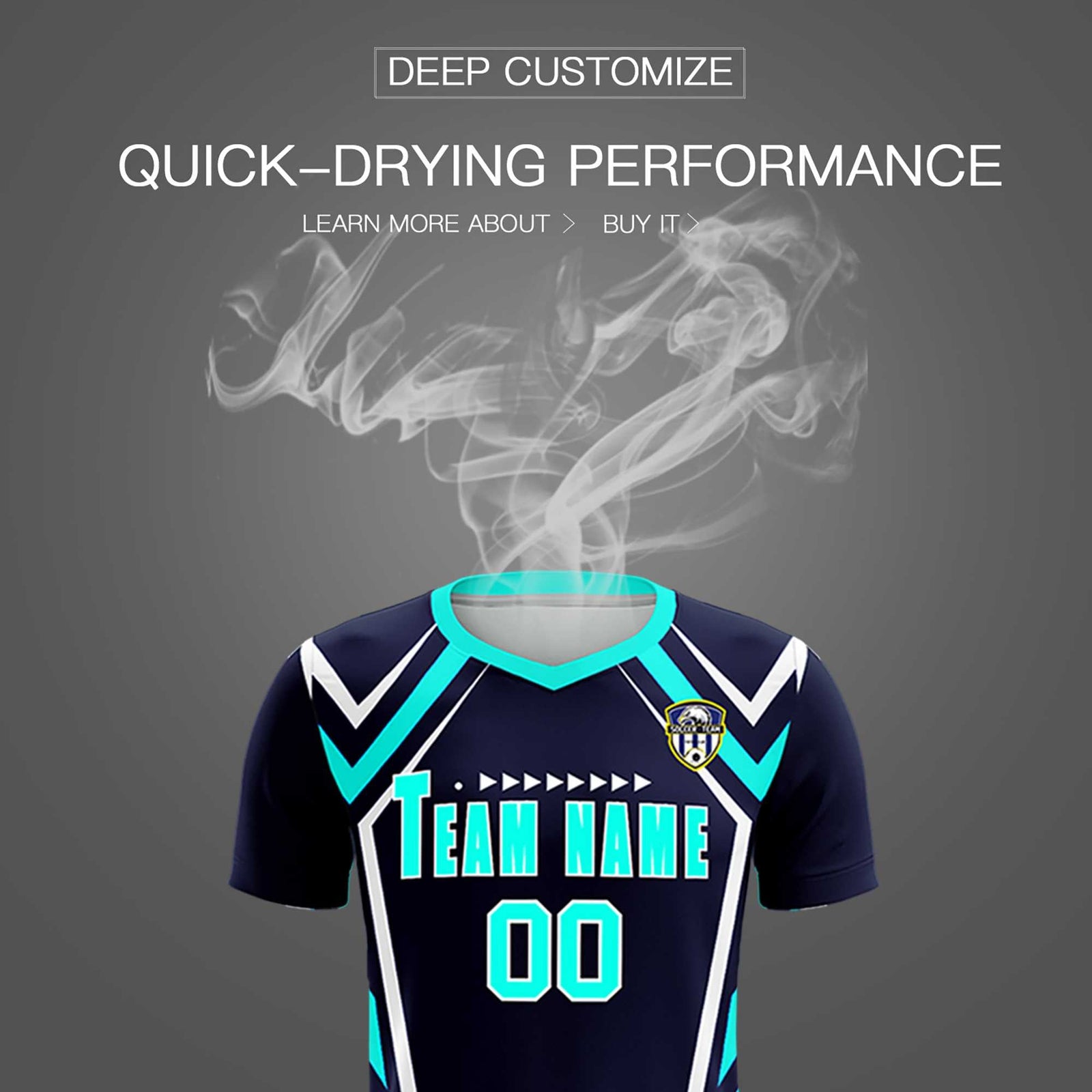 Custom Navy Abstract Breathable Soccer Tops/Sets Jersey