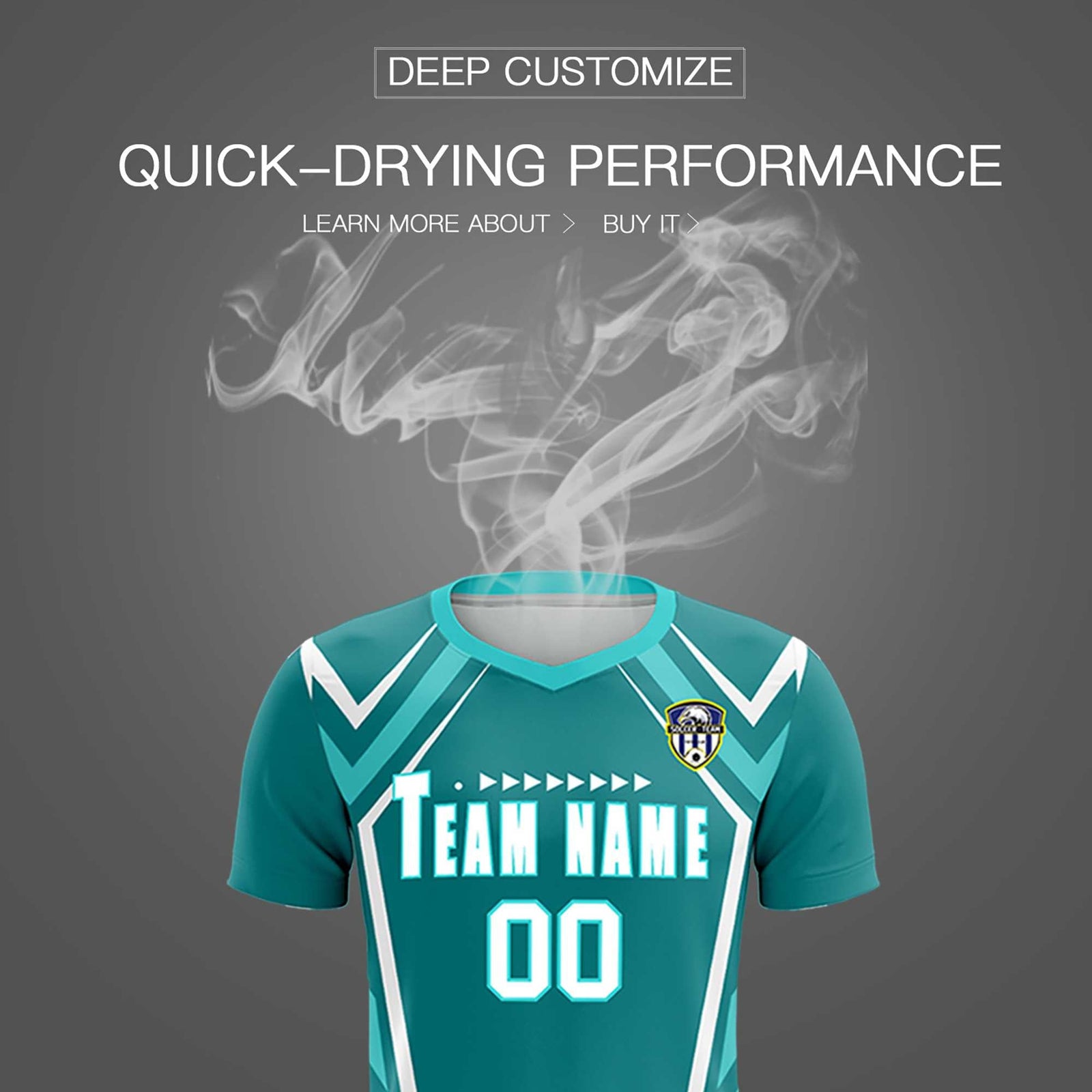 Custom Sky Blue Abstract Breathable Soccer Tops/Sets Jersey