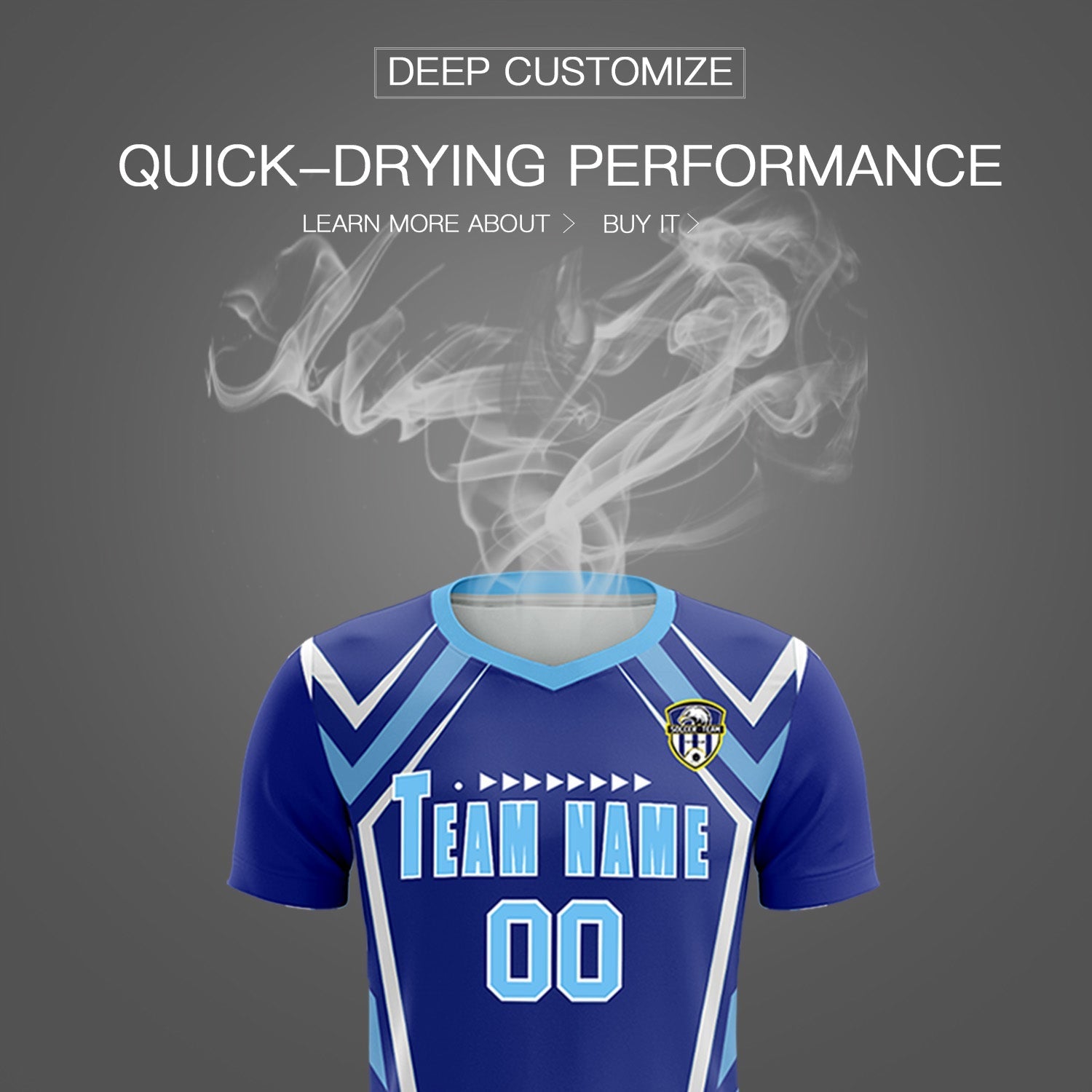 Custom Royal Abstract Breathable Soccer Tops/Sets Jersey