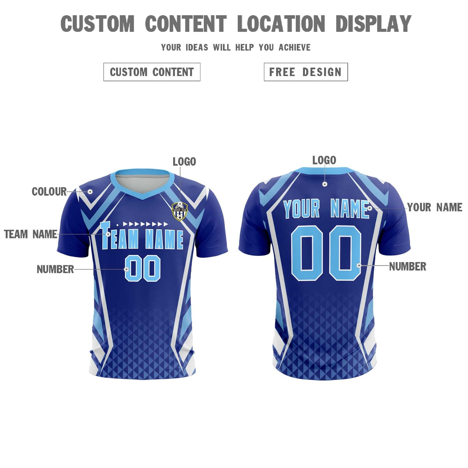 Custom Royal Abstract Breathable Soccer Tops/Sets Jersey