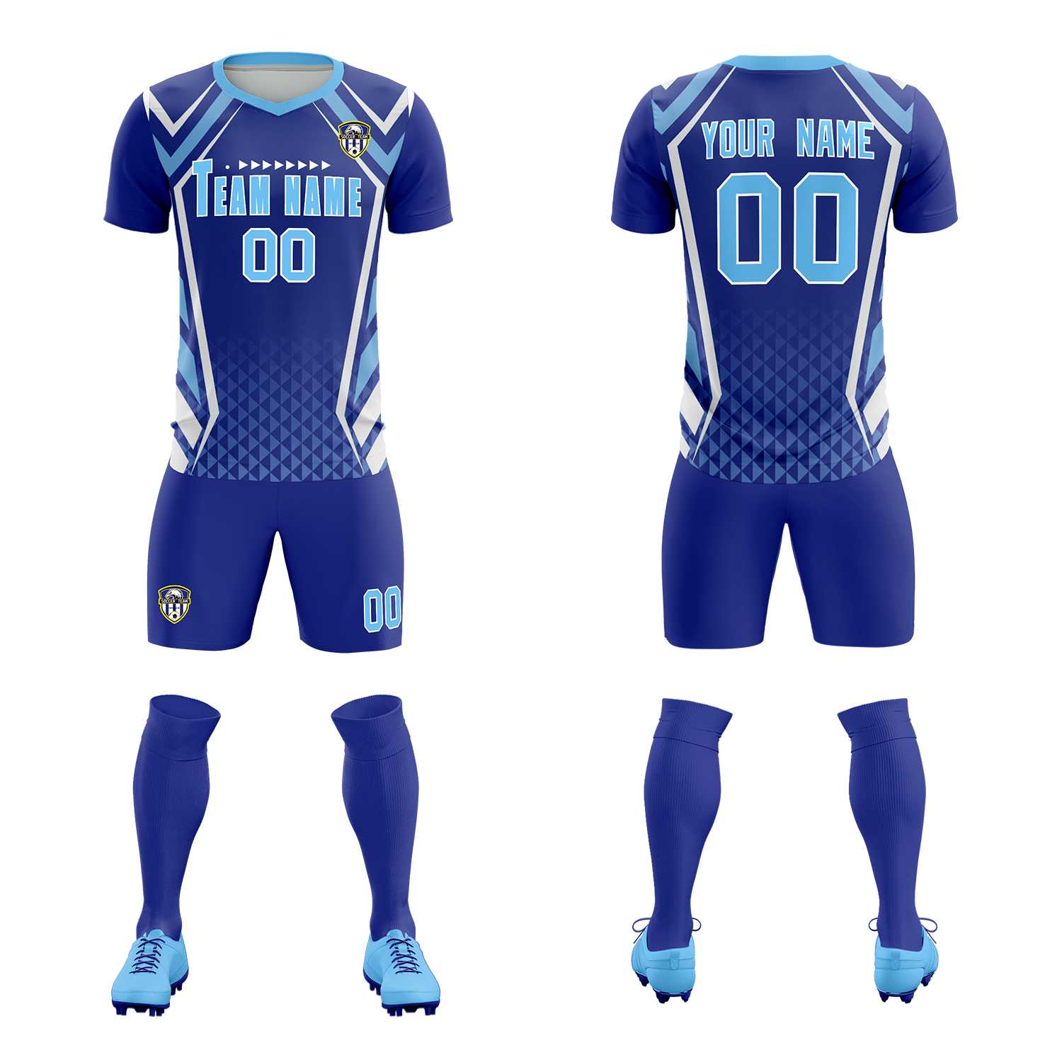 Custom Royal Abstract Breathable Soccer Tops/Sets Jersey