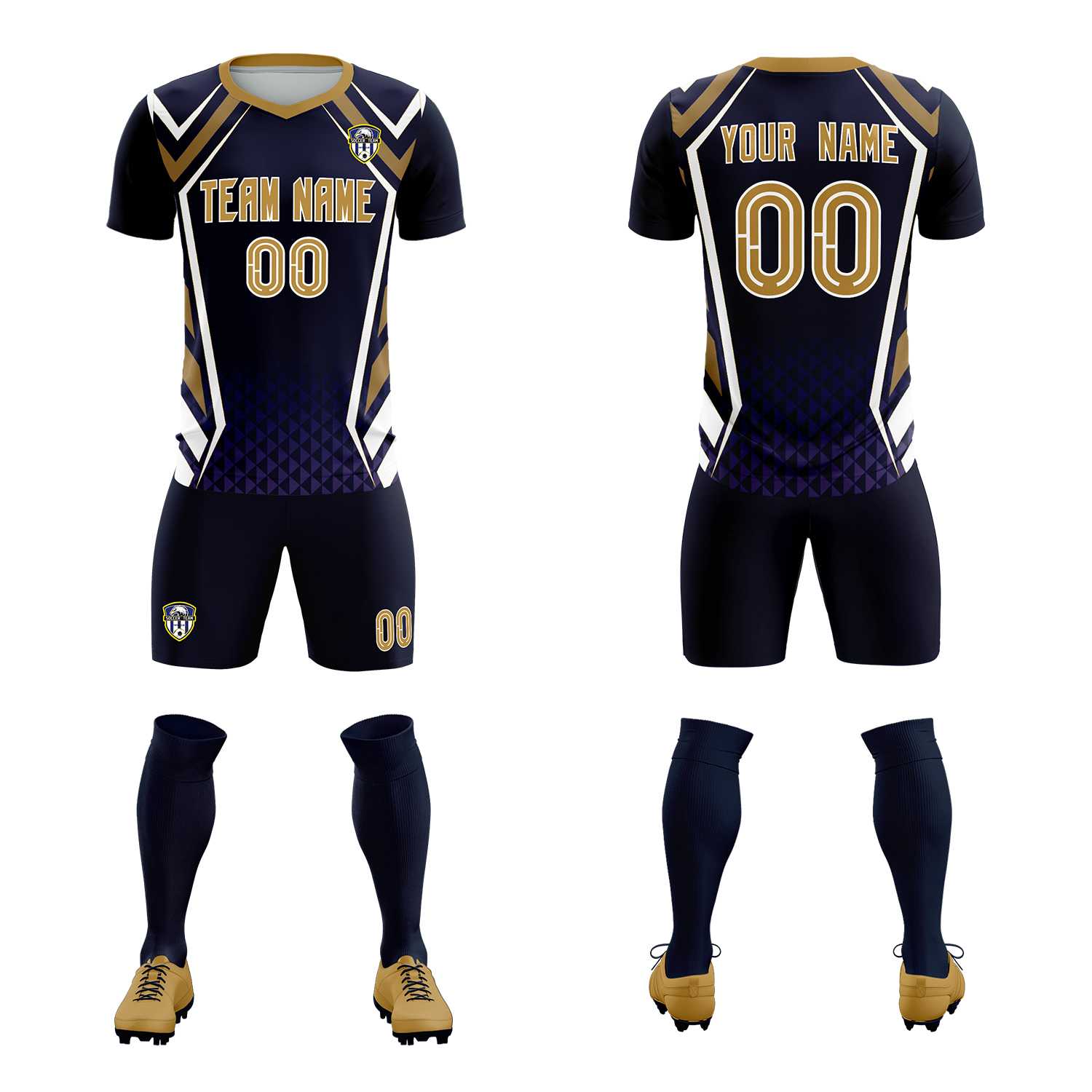 Custom Navy Abstract Breathable Soccer Tops/Sets Jersey