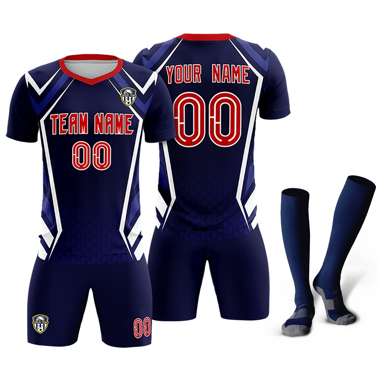 Custom Navy Abstract Breathable Soccer Tops/Sets Jersey
