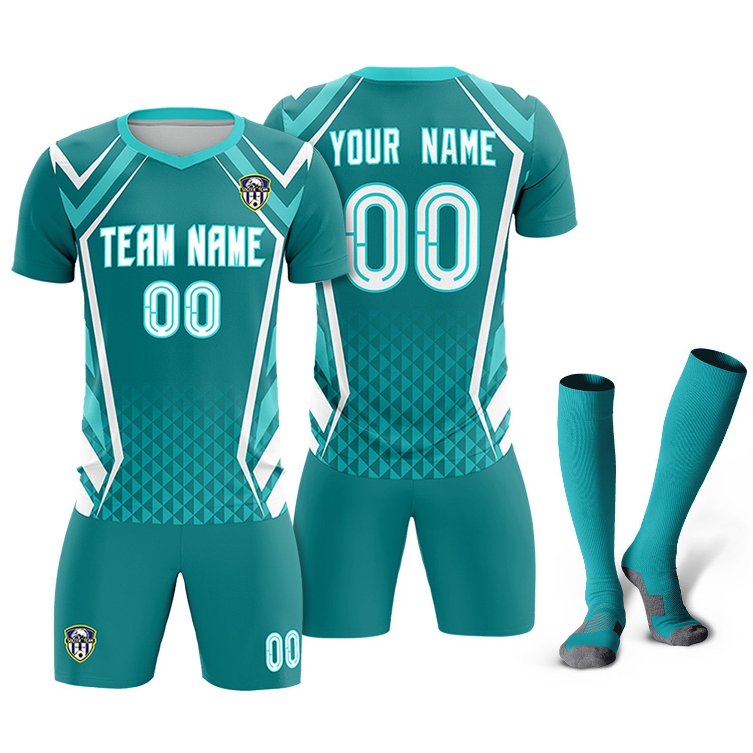 Custom Sky Blue Abstract Breathable Soccer Tops/Sets Jersey