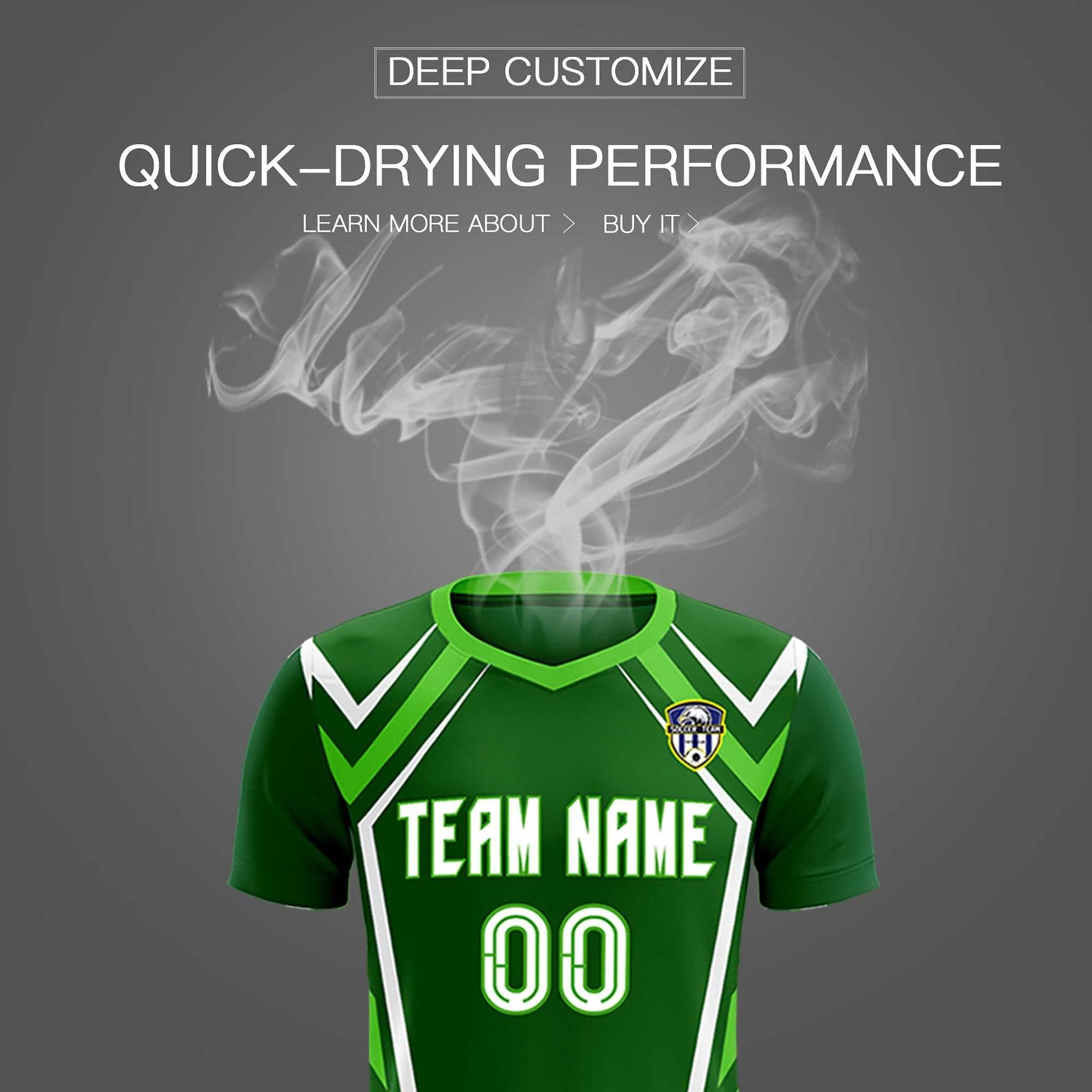 Custom Green Abstract Breathable Soccer Tops/Sets Jersey