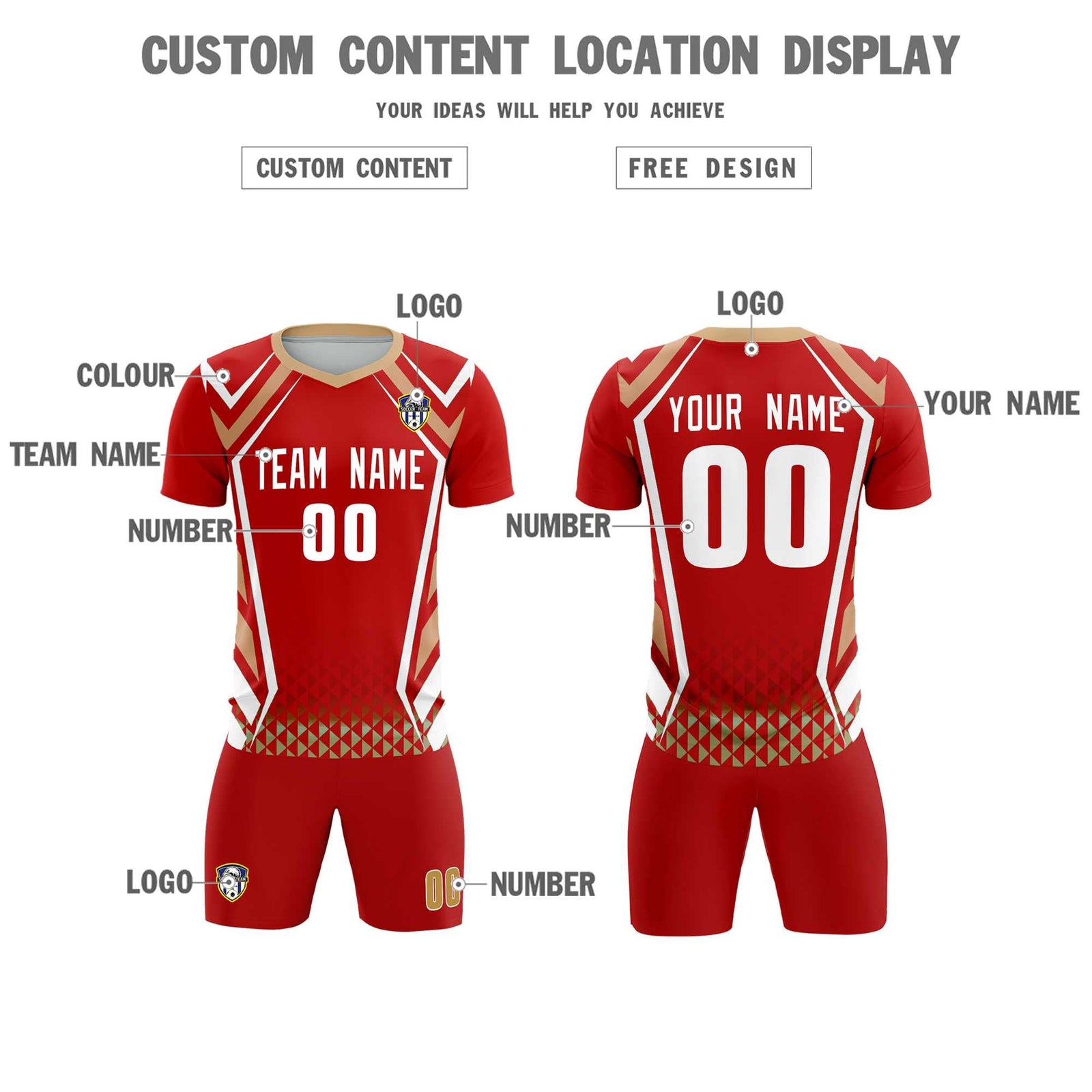 Custom Red Abstract Breathable Soccer Tops/Sets Jersey