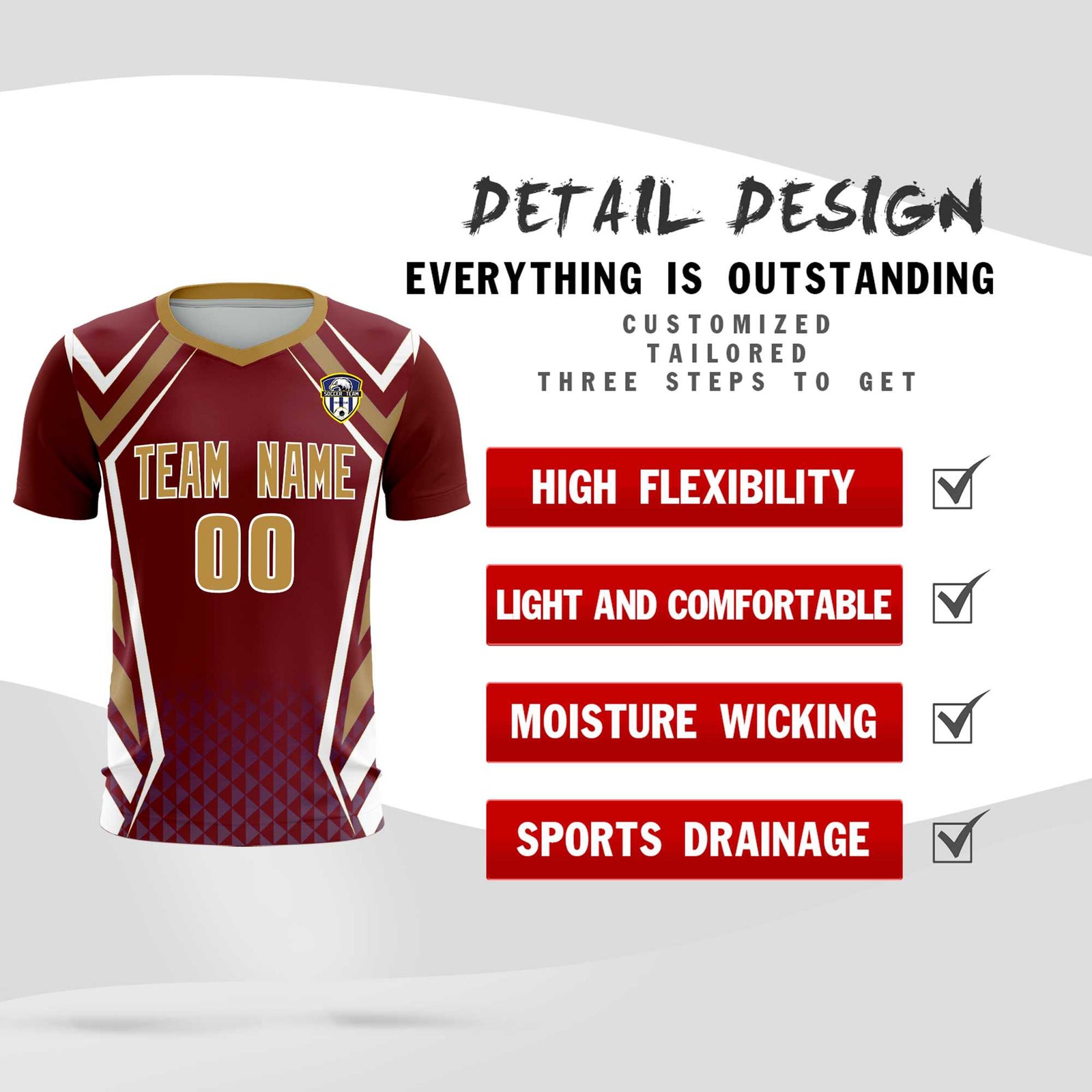 Custom Crimson Abstract Breathable Soccer Tops/Sets Jersey