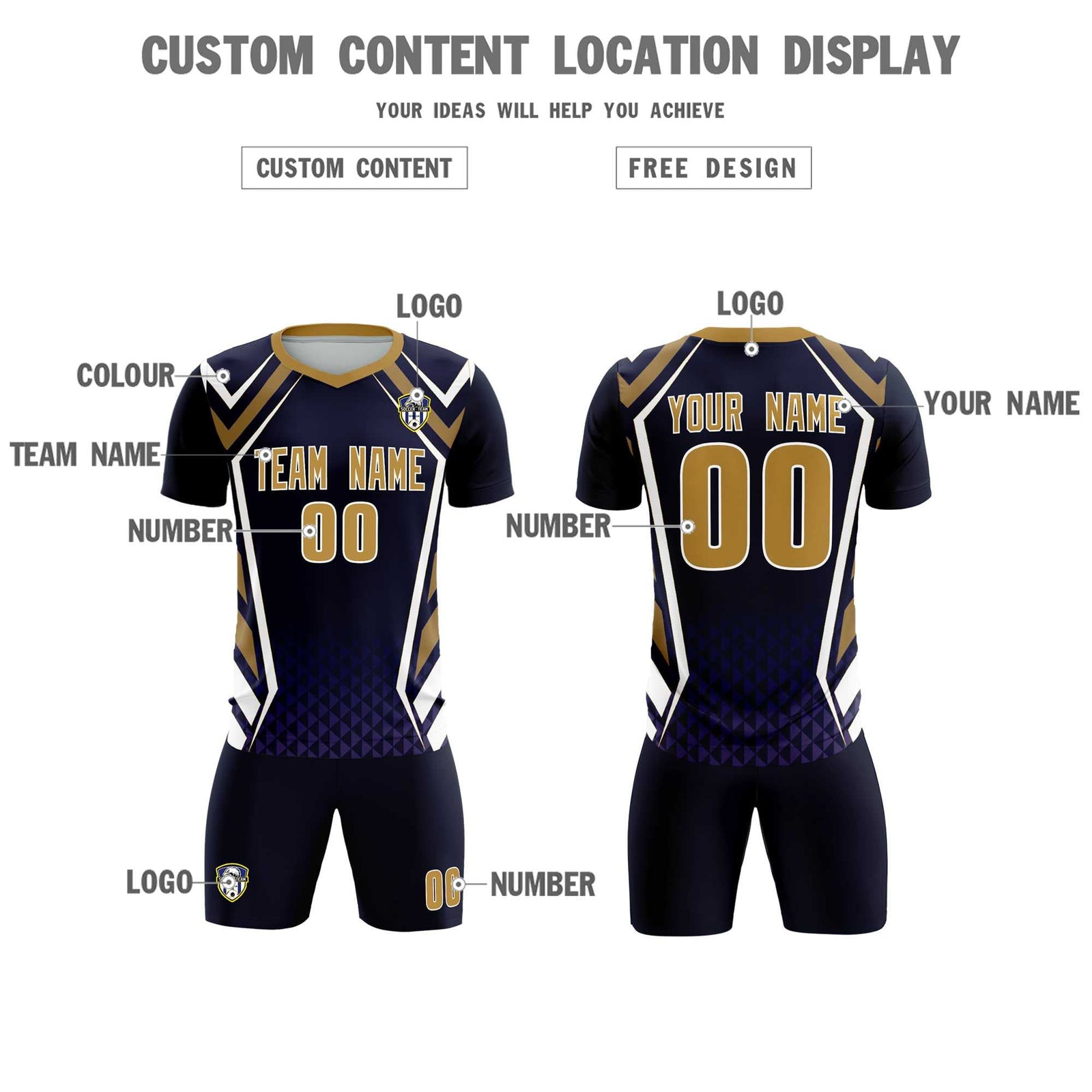 Custom Navy Abstract Breathable Soccer Tops/Sets Jersey