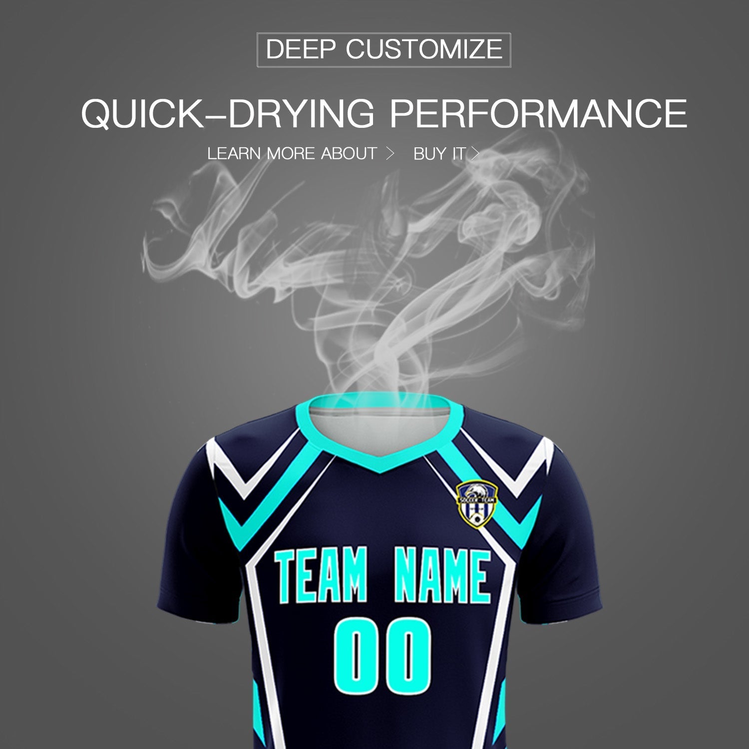 Custom Navy Abstract Breathable Soccer Tops/Sets Jersey