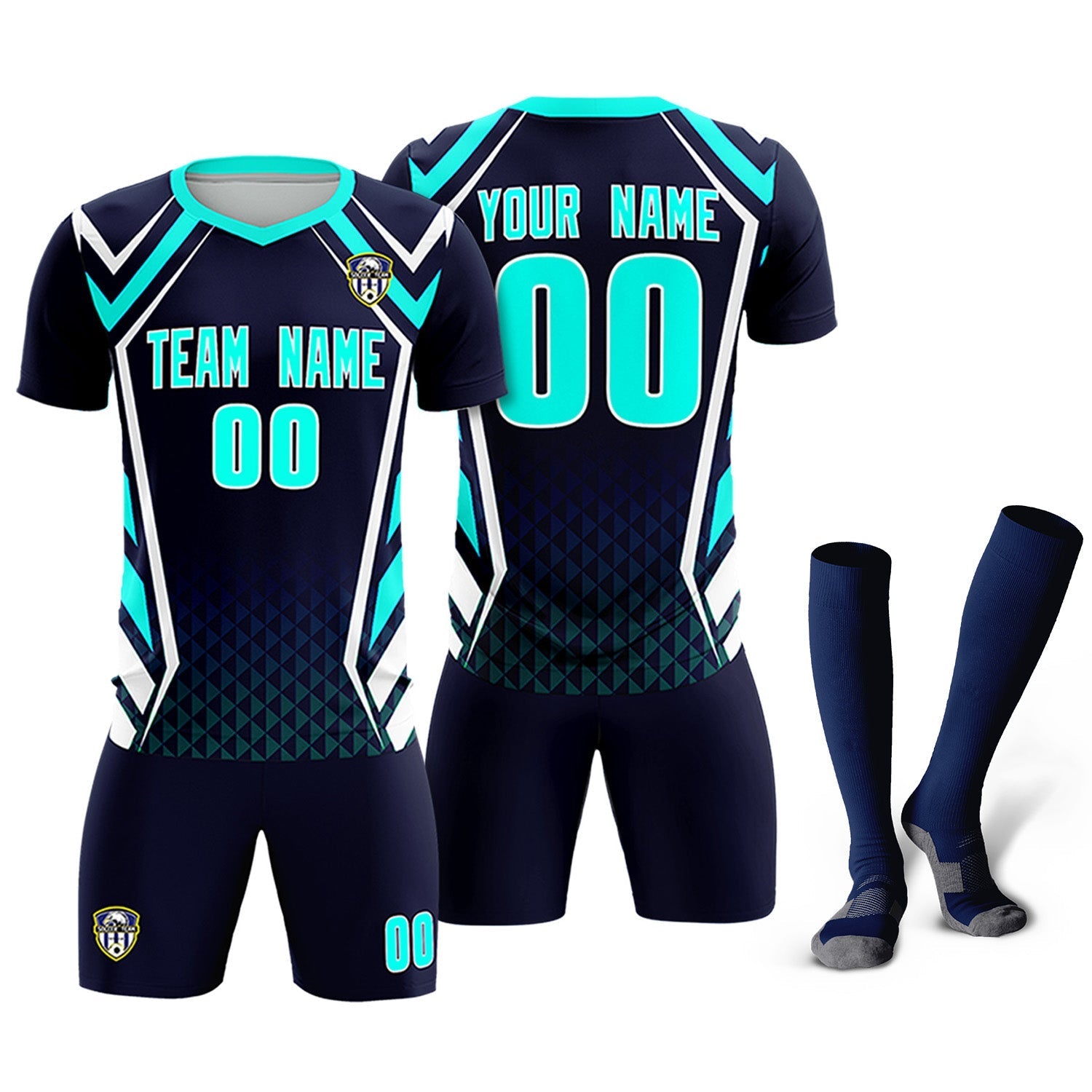 Custom Navy Abstract Breathable Soccer Tops/Sets Jersey