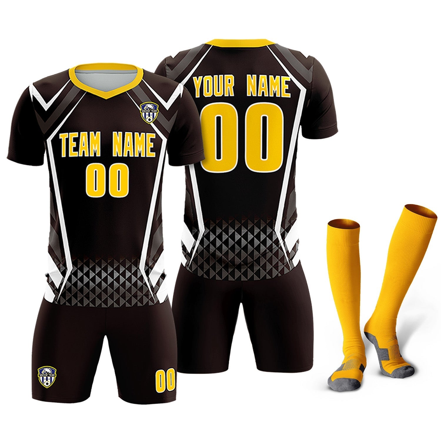 Custom Brown Abstract Breathable Soccer Tops/Sets Jersey
