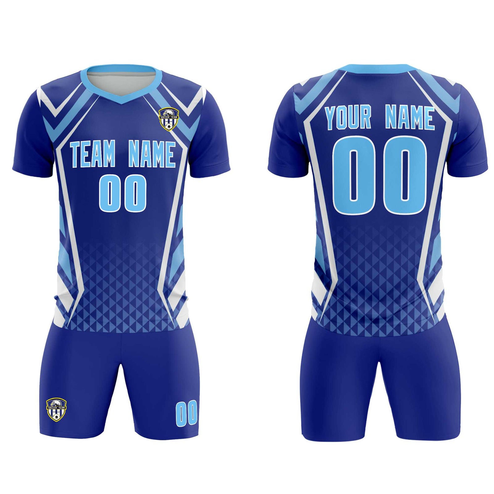Custom Royal Abstract Breathable Soccer Tops/Sets Jersey
