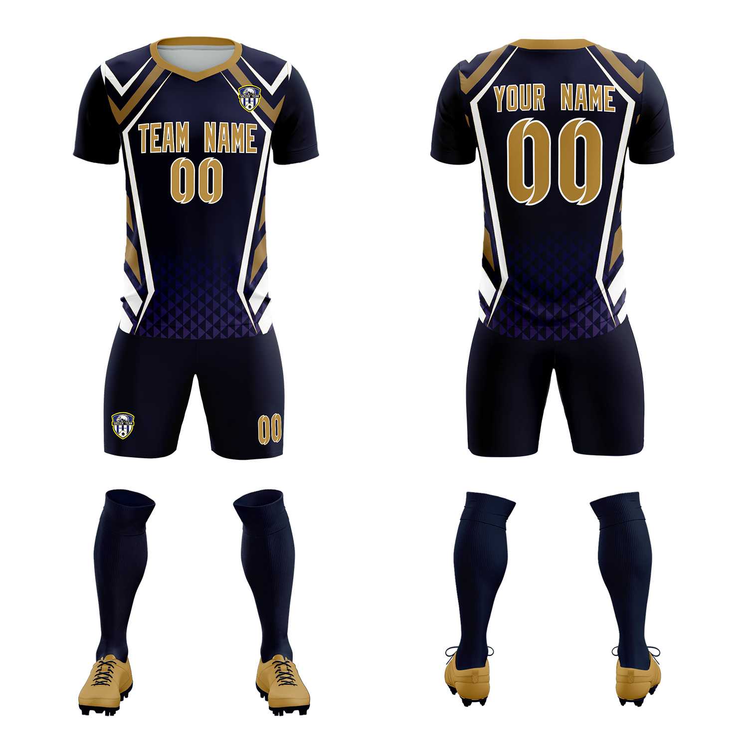 Custom Navy Abstract Breathable Soccer Tops/Sets Jersey