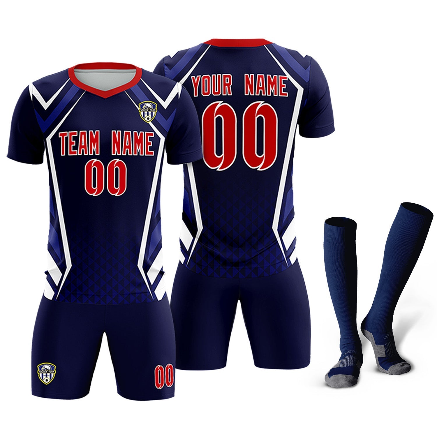 Custom Navy Abstract Breathable Soccer Tops/Sets Jersey