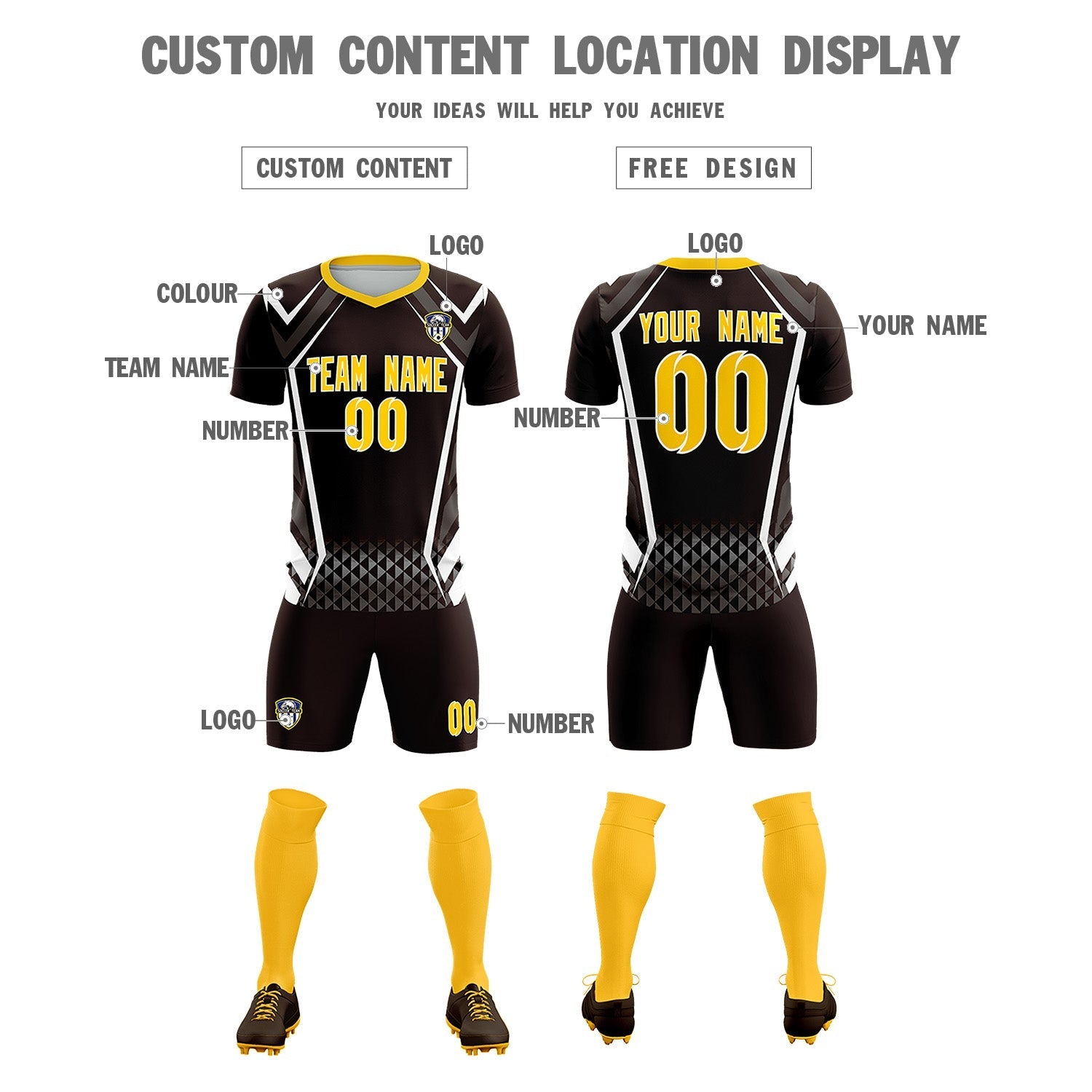 Custom Brown Abstract Breathable Soccer Tops/Sets Jersey