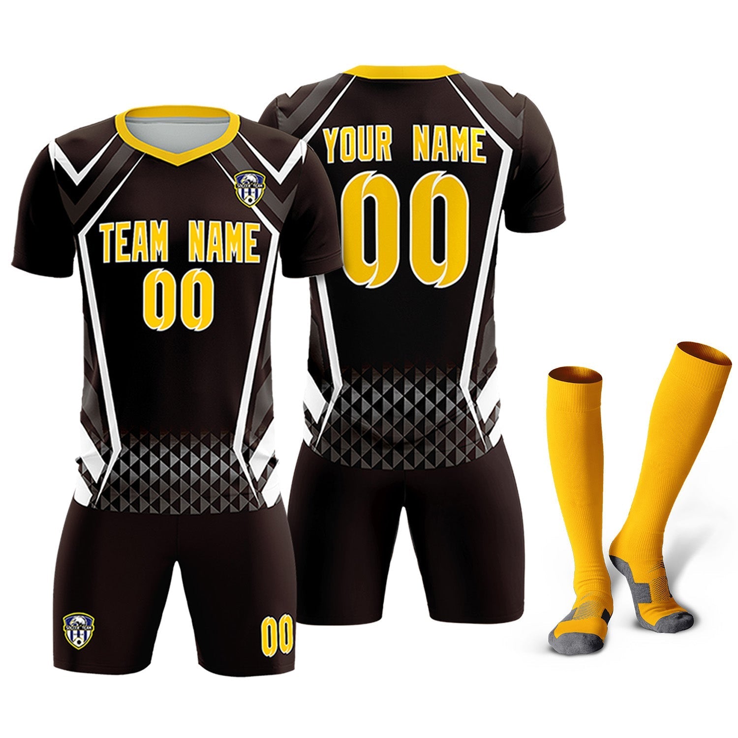 Custom Brown Abstract Breathable Soccer Tops/Sets Jersey