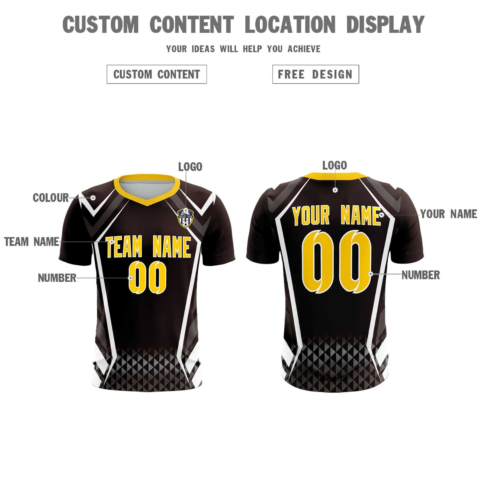 Custom Brown Abstract Breathable Soccer Tops/Sets Jersey