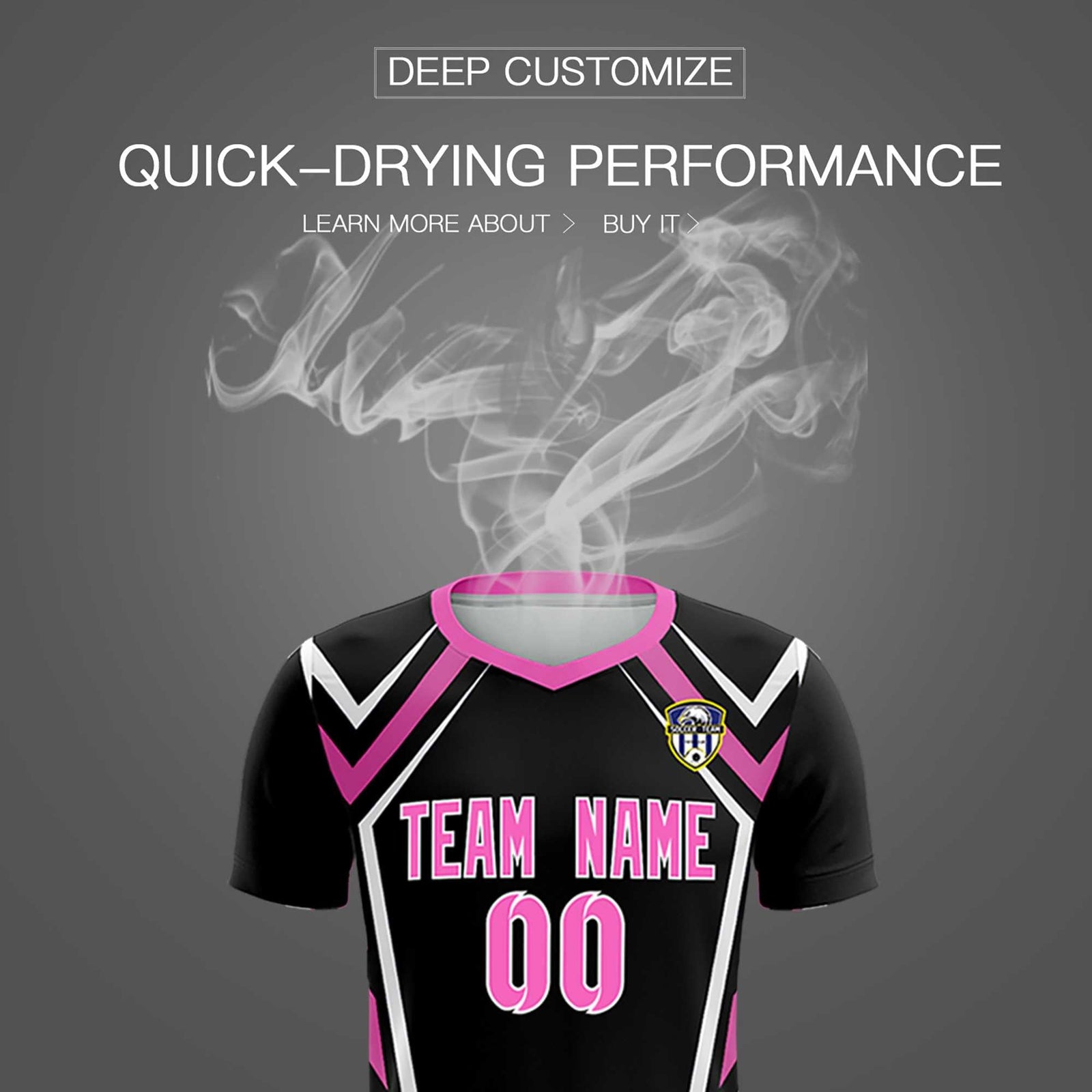 Custom Black Abstract Breathable Soccer Tops/Sets Jersey