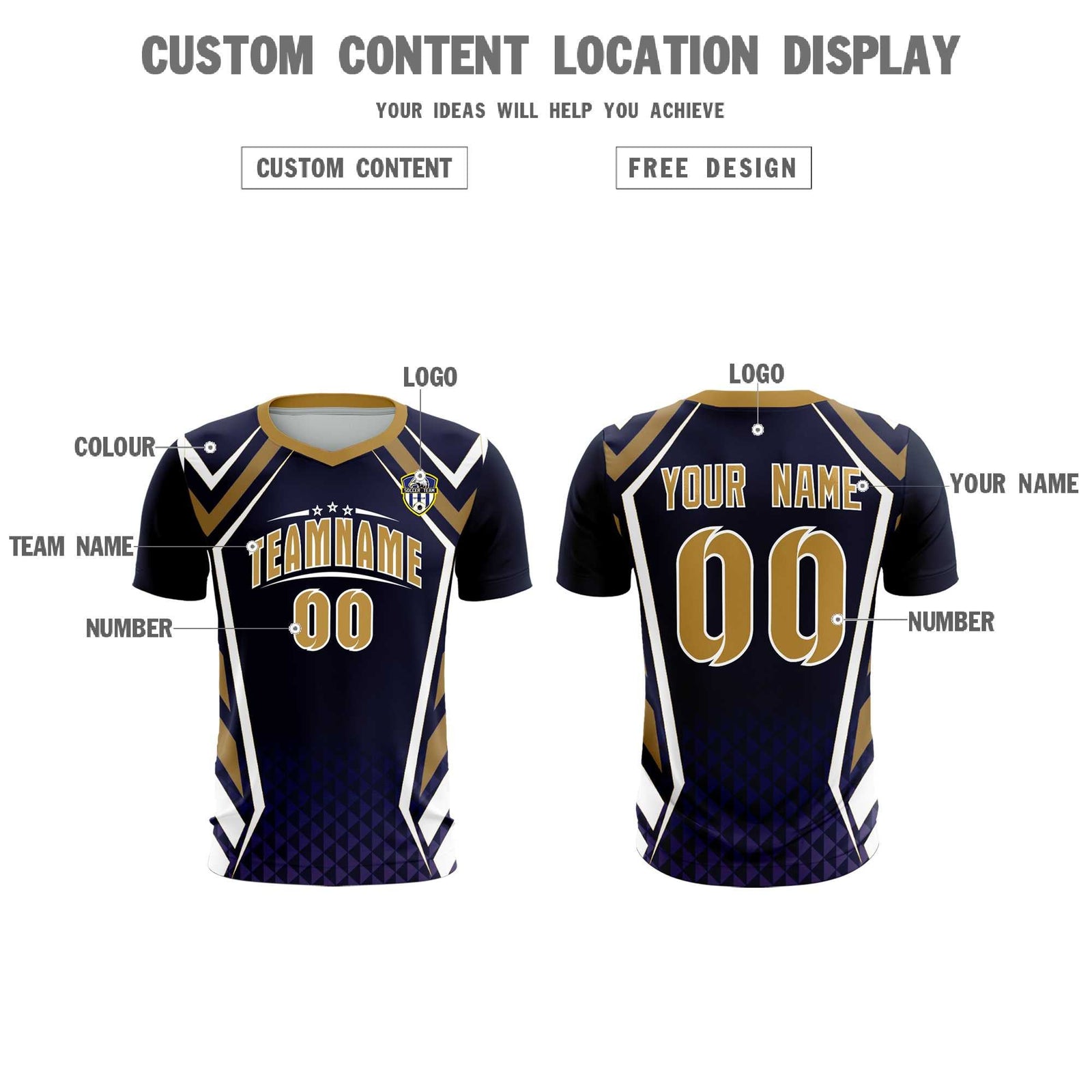 Custom Navy Abstract Breathable Soccer Tops/Sets Jersey