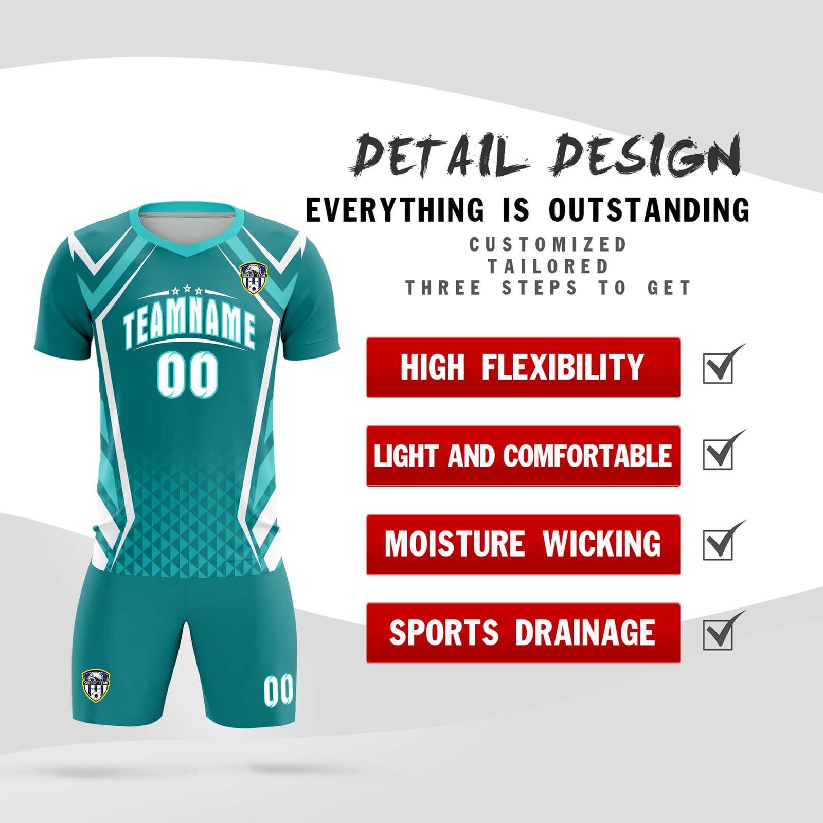 Custom Sky Blue Abstract Breathable Soccer Tops/Sets Jersey